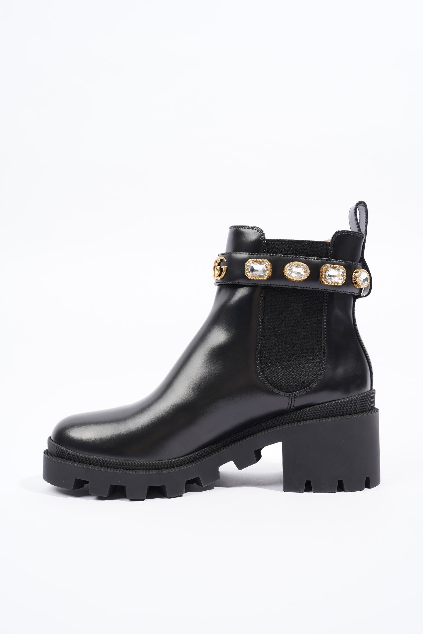 Gucci Womens Leather Ankle Boot With Belt Black EU 40 / UK 7