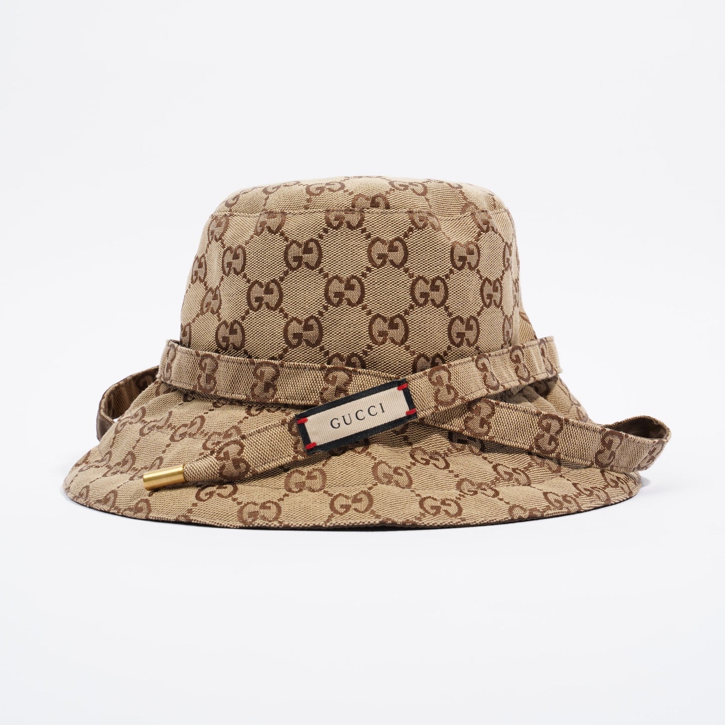 Gucci Womens Reversible Bucket Hat Supreme / Brown Canvas / Nylon Large