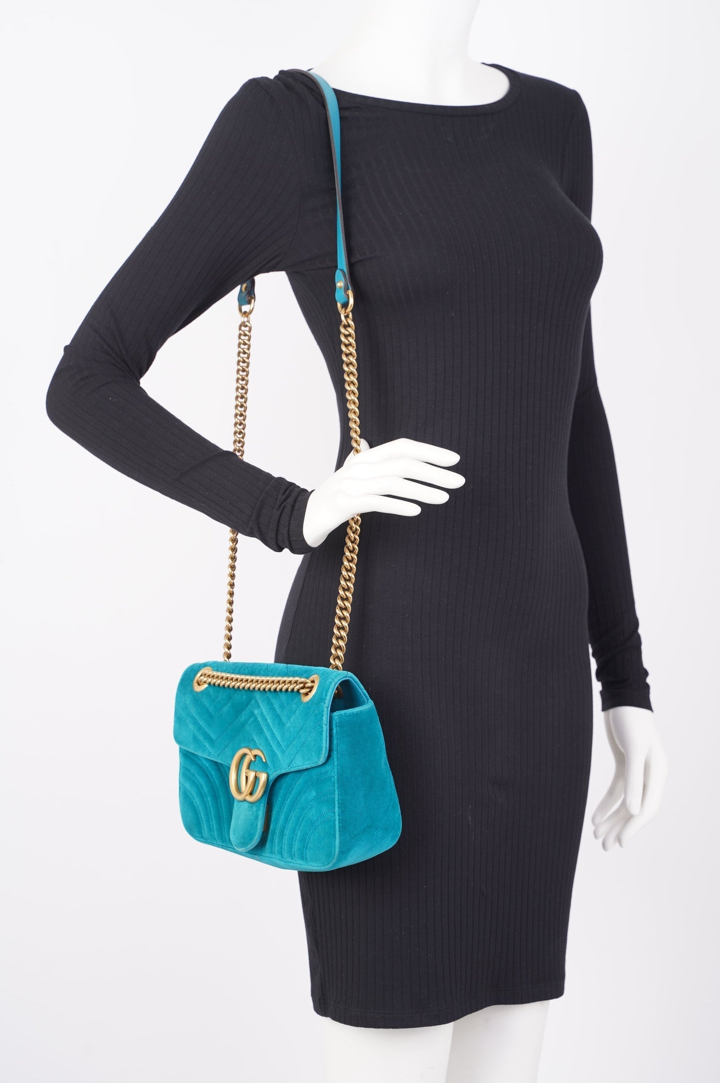 Gucci GG Marmont Flap Bag Green Velvet Small