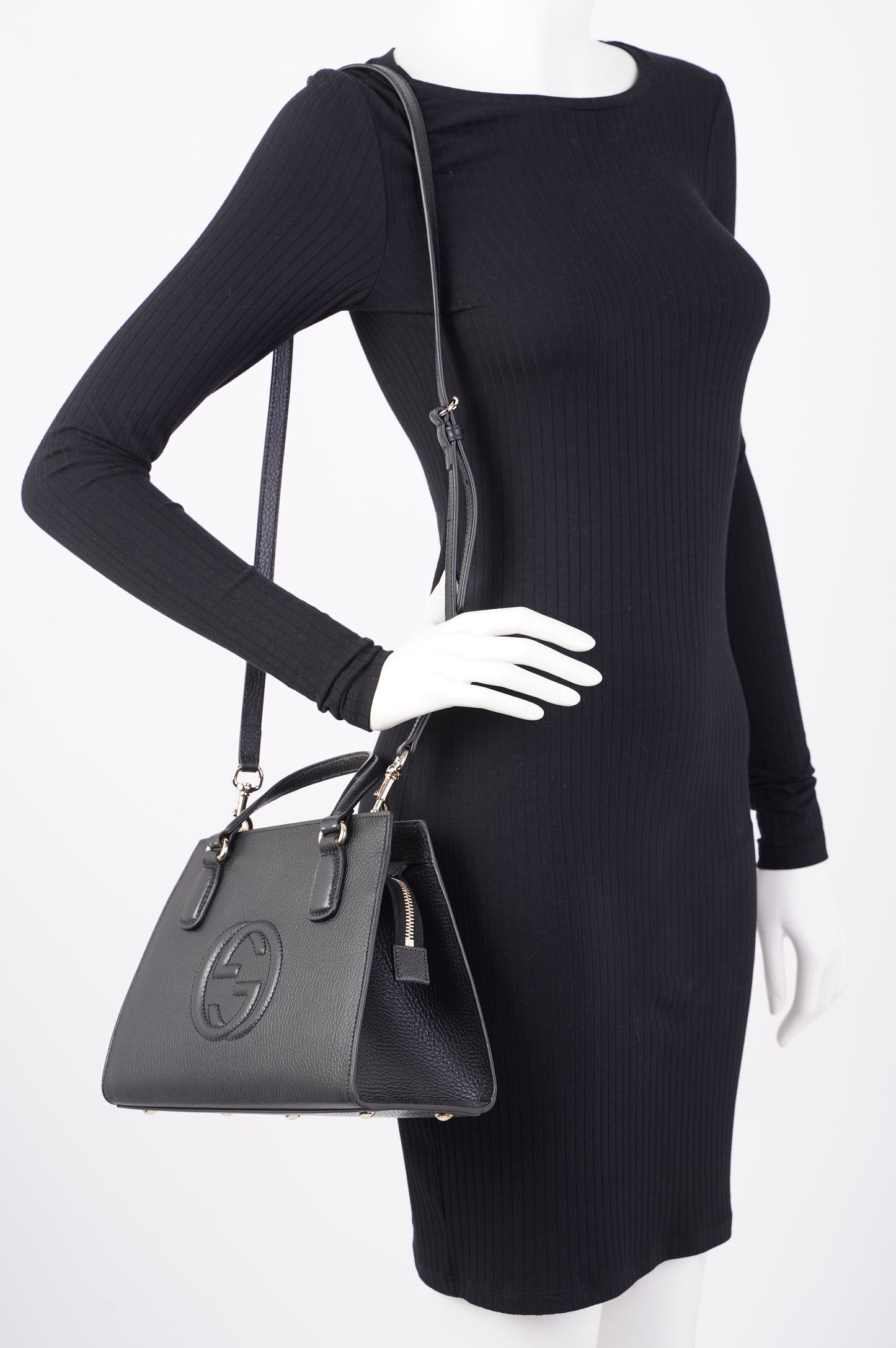Gucci Womens Soho Tote Bag Black Leather Small