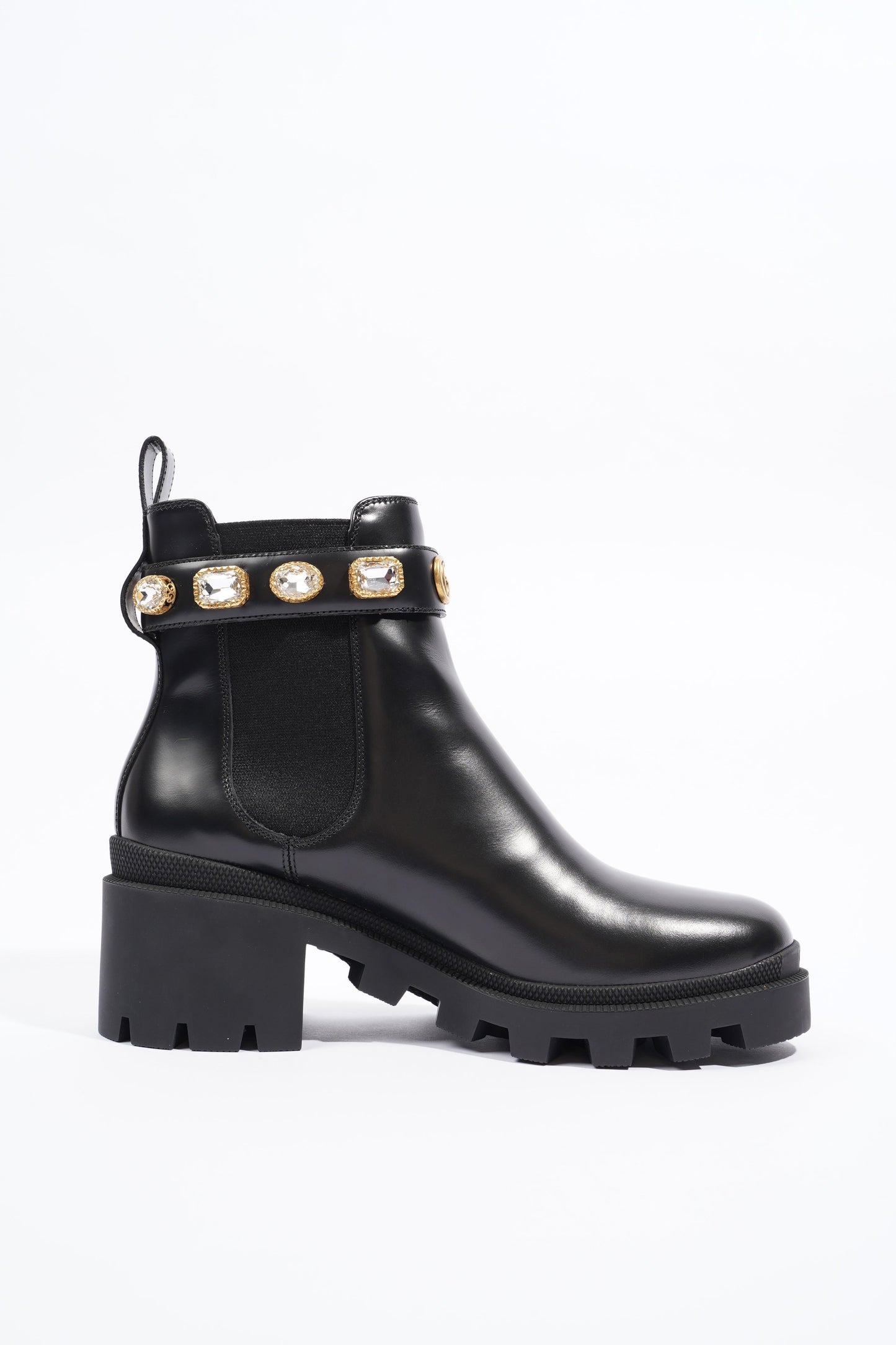 Gucci Womens Leather Ankle Boot With Belt Black EU 40 / UK 7