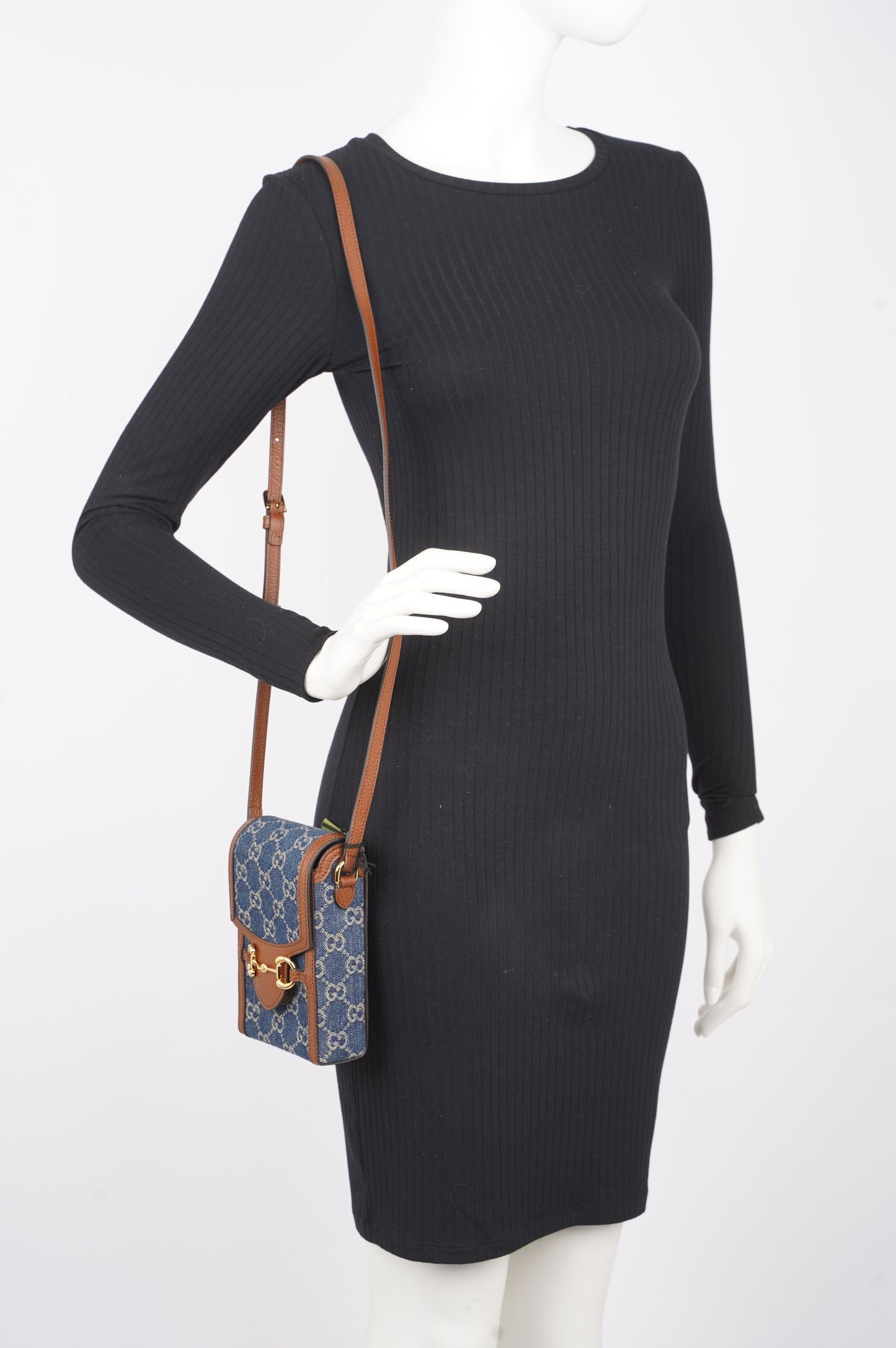 Gucci Horsebit 1955 Mini Bag Denim / Brown