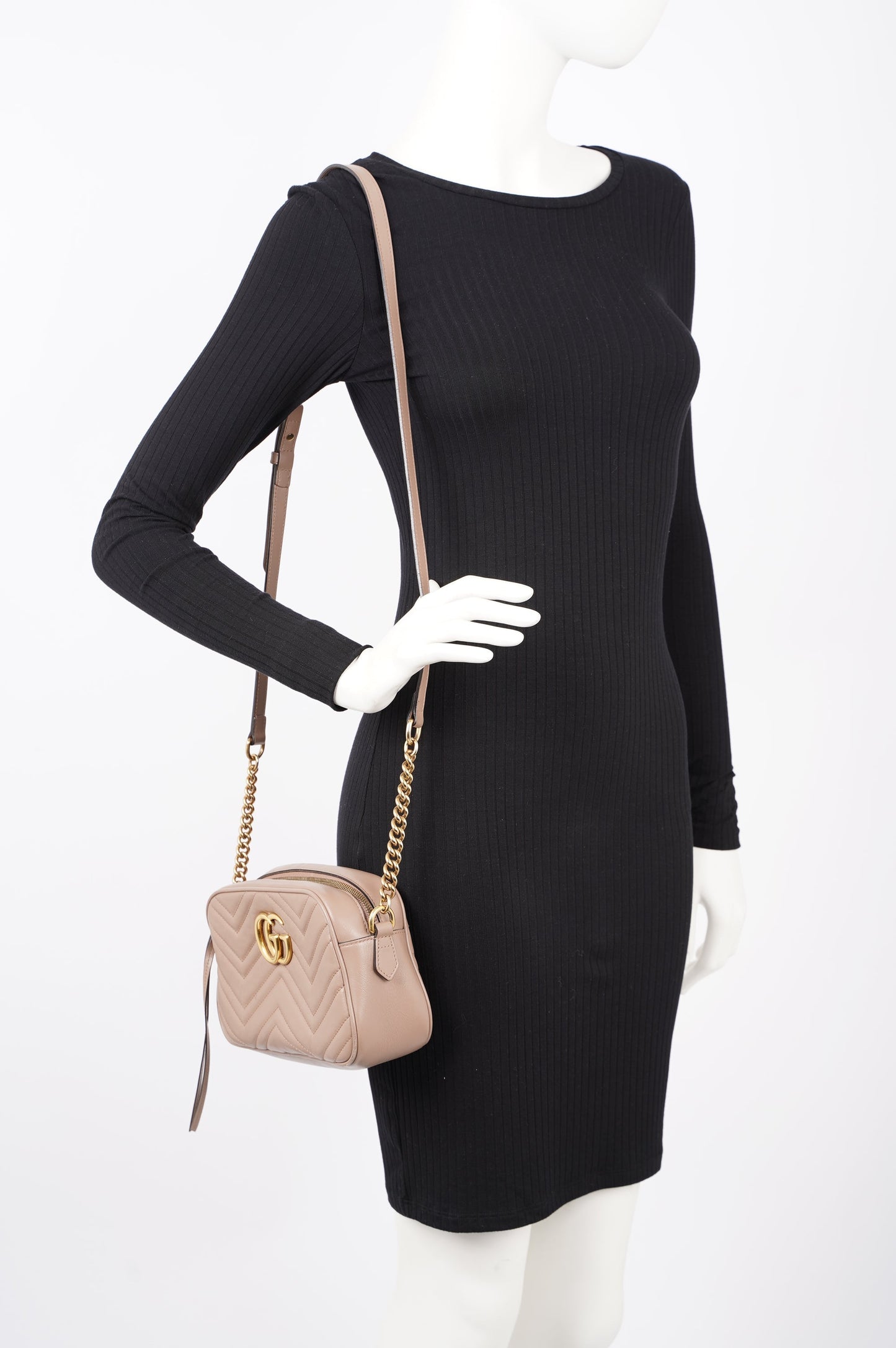 Gucci Womens Marmont Zip Nude / Gold Small