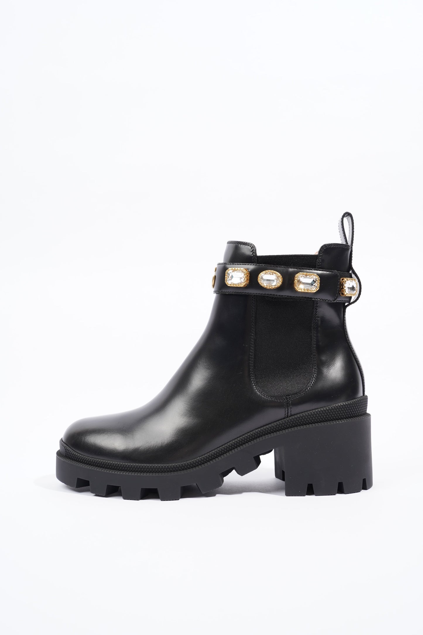 Gucci Womens Leather Ankle Boot With Belt Black EU 40 / UK 7