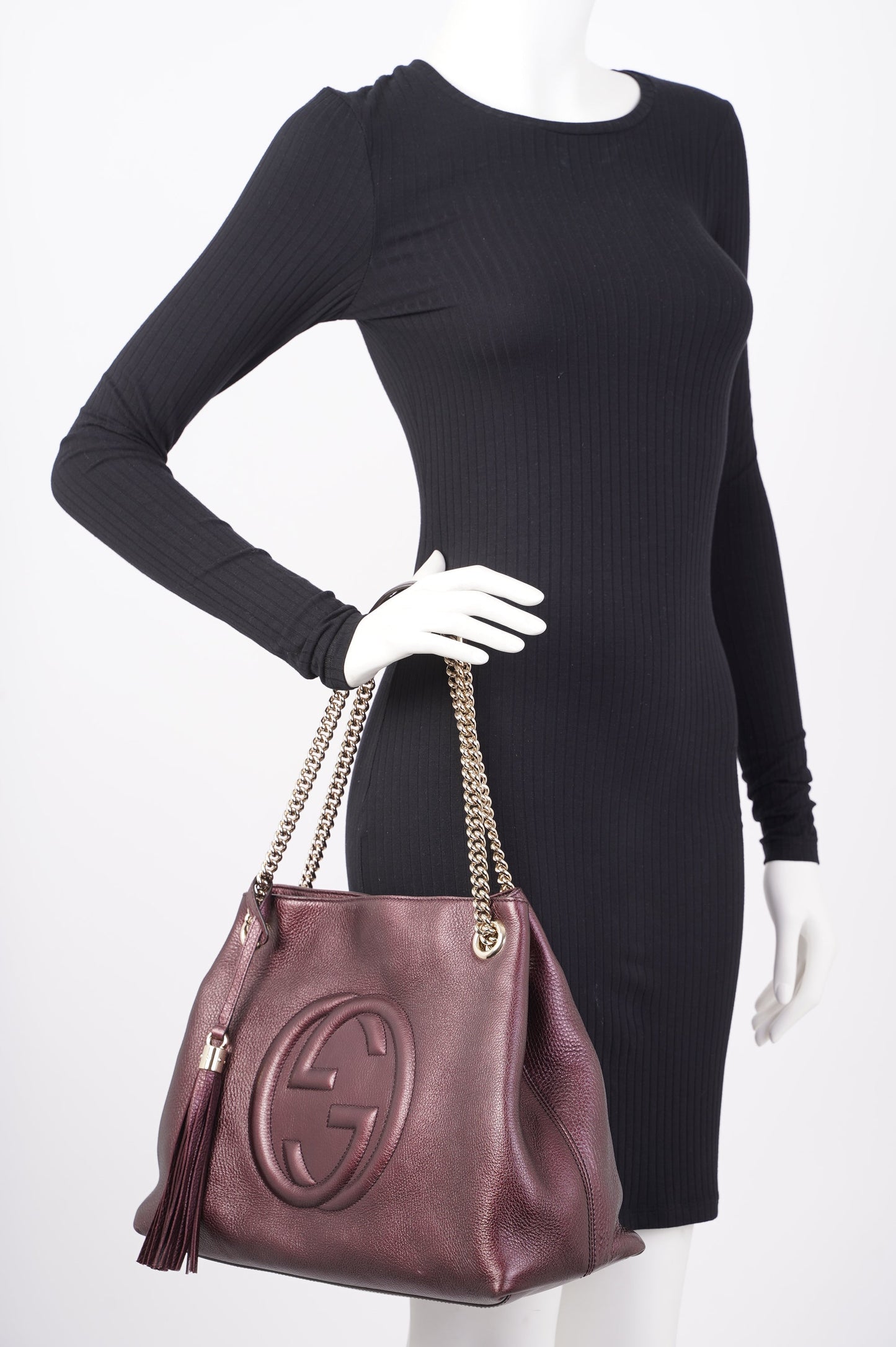 Gucci Womens Soho Chain Bag Purple Leather