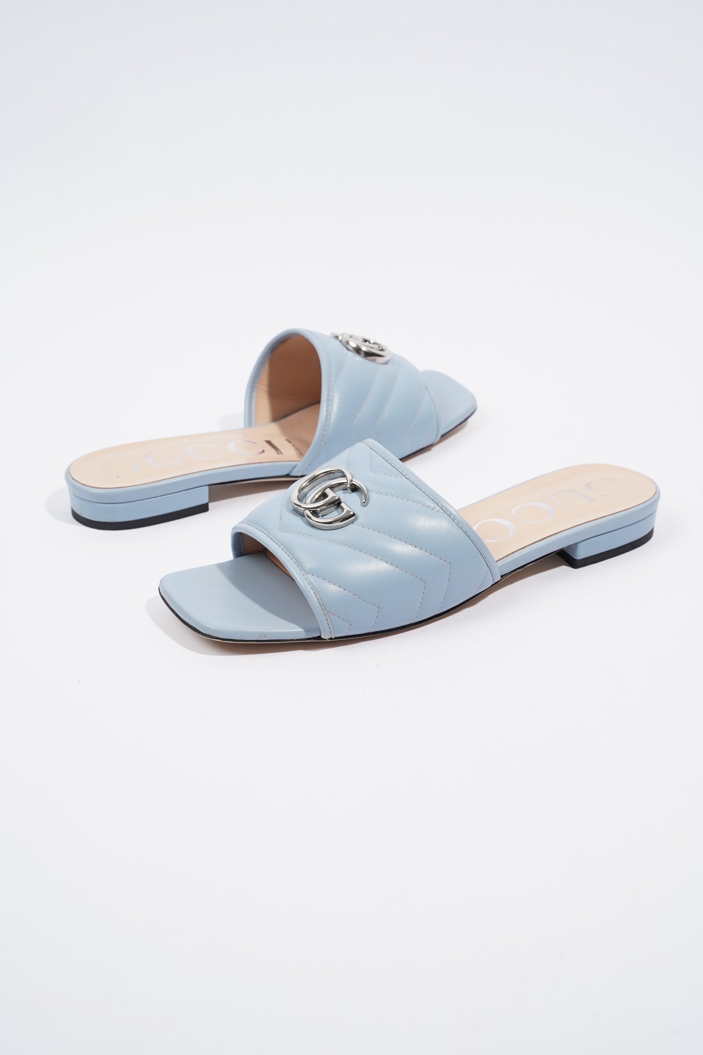 Gucci Double G Leather Sandal Baby Blue EU 38.5 / UK 5.5
