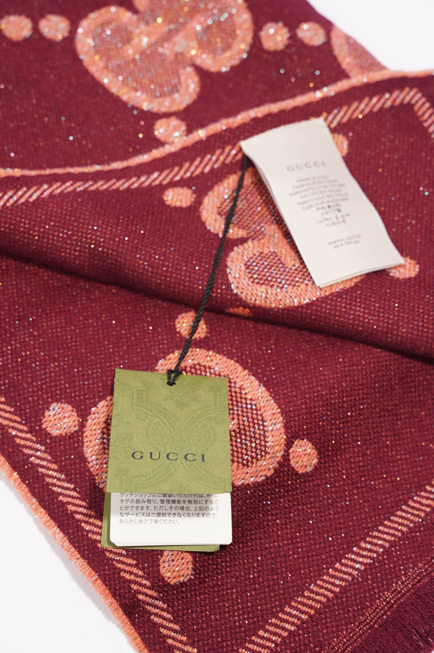 Gucci Womens GG Shawl Coral Wool