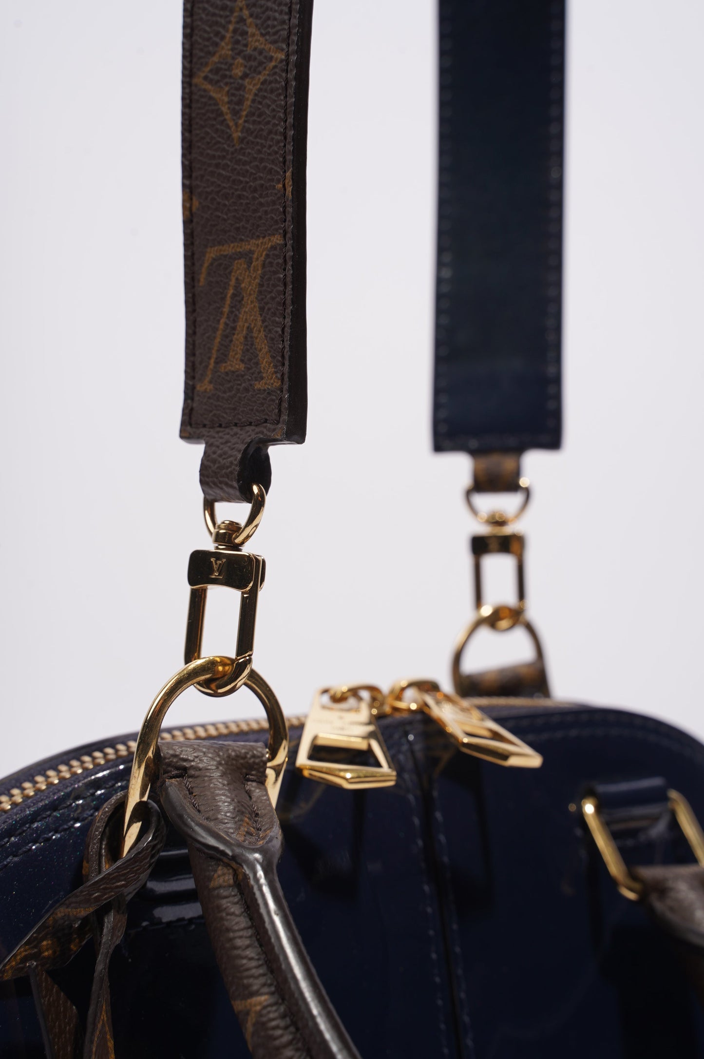 Louis Vuitton Alma Marine Bag Blue Vernis / Canvas BB