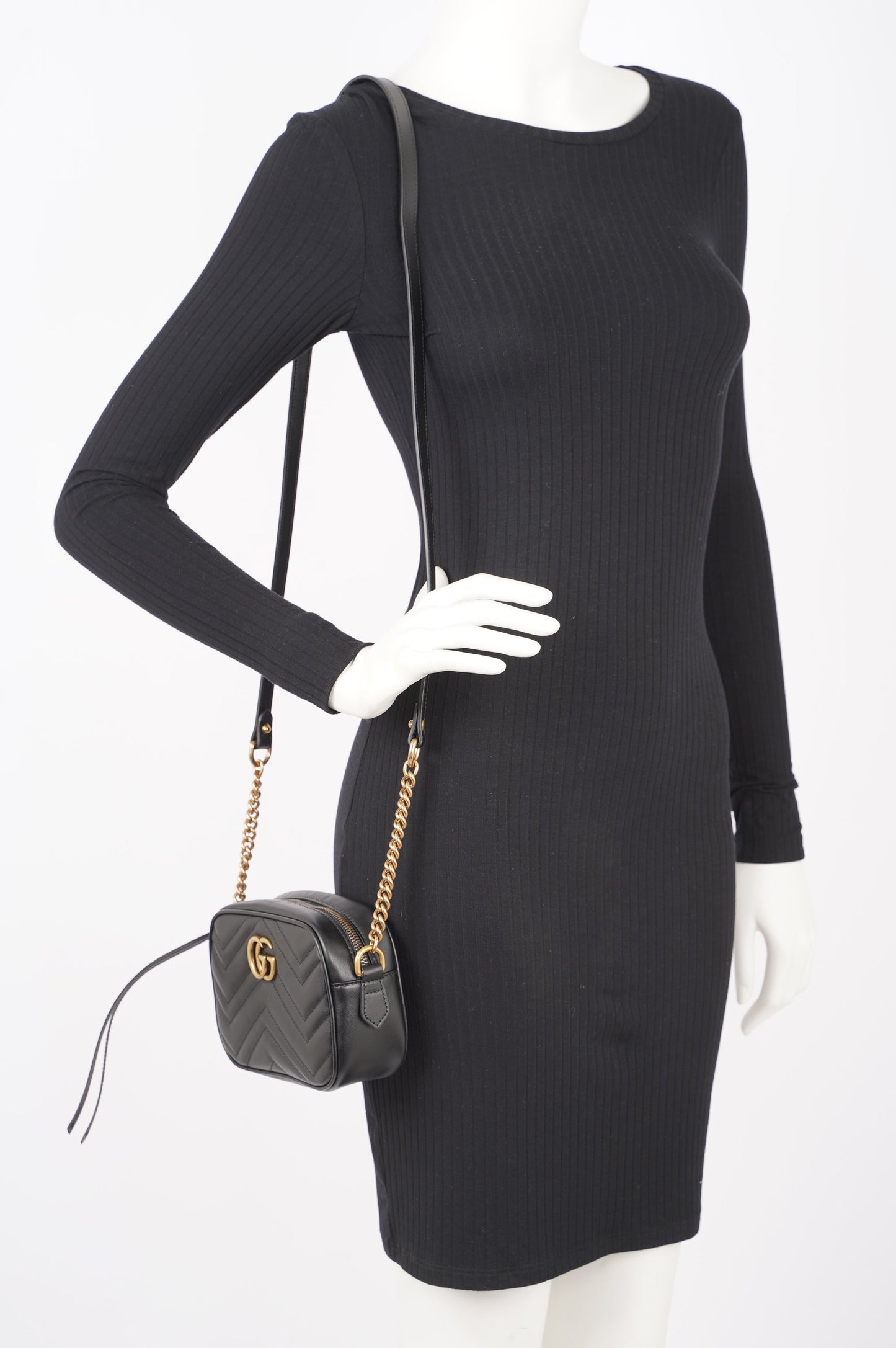 Gucci Womens Marmont Zip Black Mini