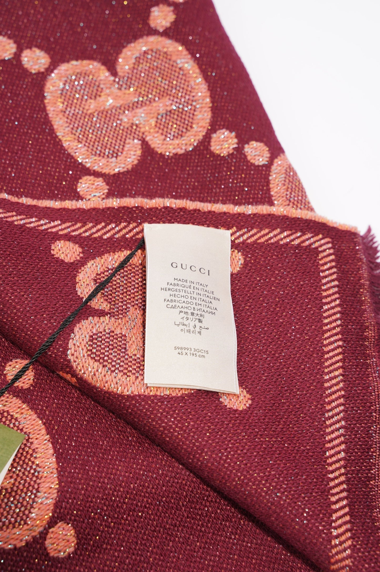 Gucci Womens GG Shawl Coral Wool