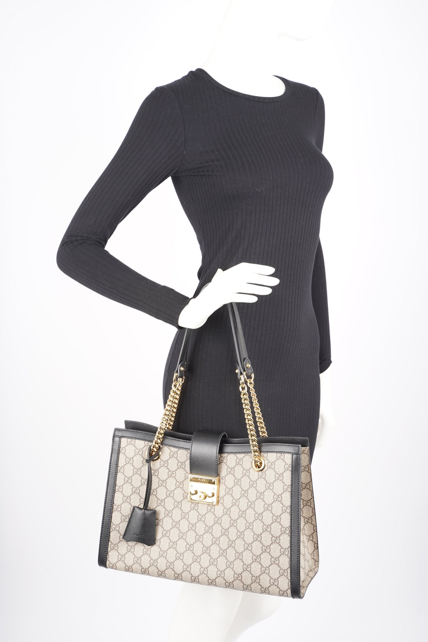 Gucci Womens Padlock Bag Supreme Black Medium