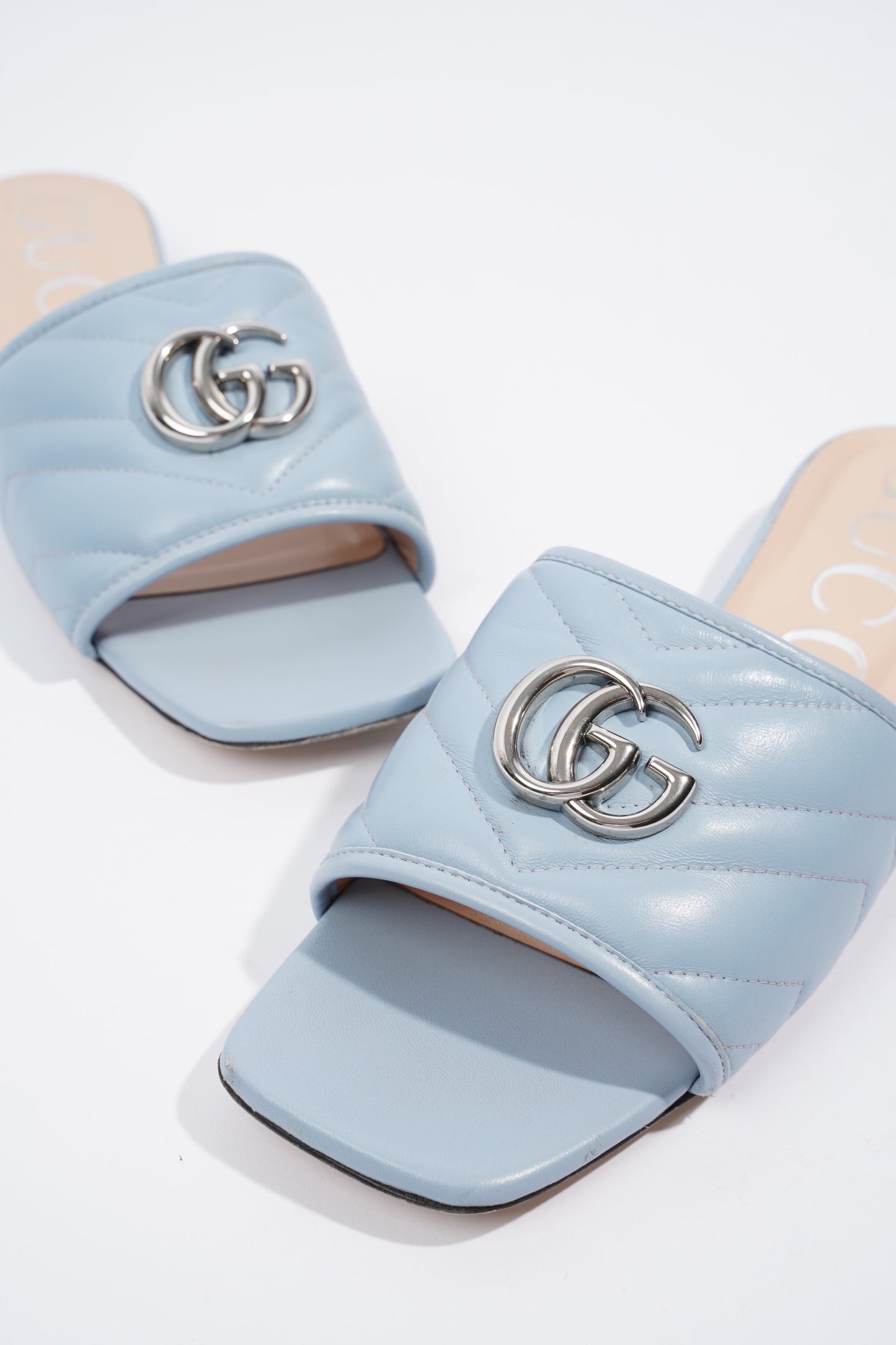 Gucci Double G Leather Sandal Baby Blue EU 38.5 / UK 5.5
