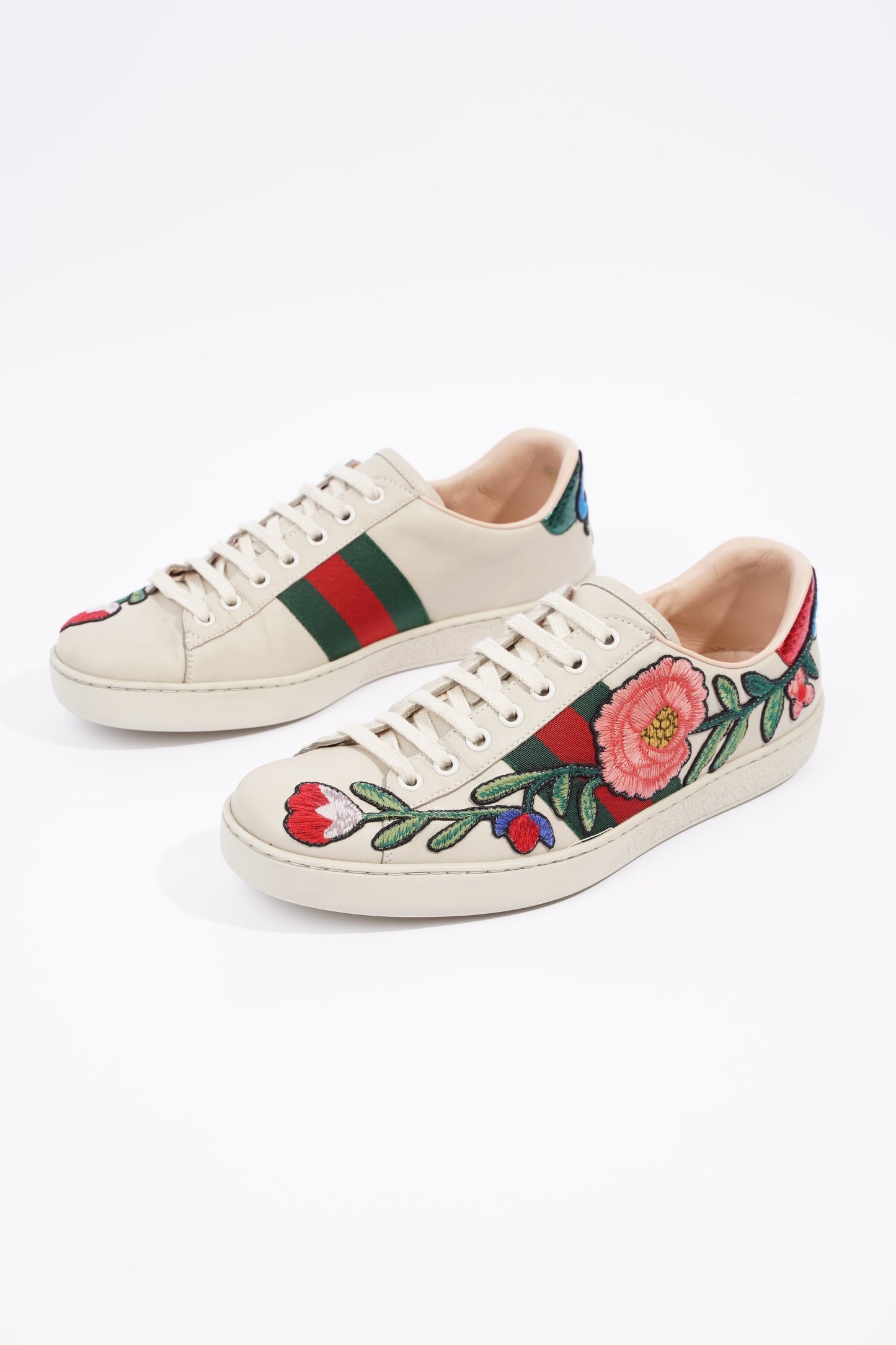 Gucci Mens Ace Floral Off White / Multi EU 40.5 / UK 6.5