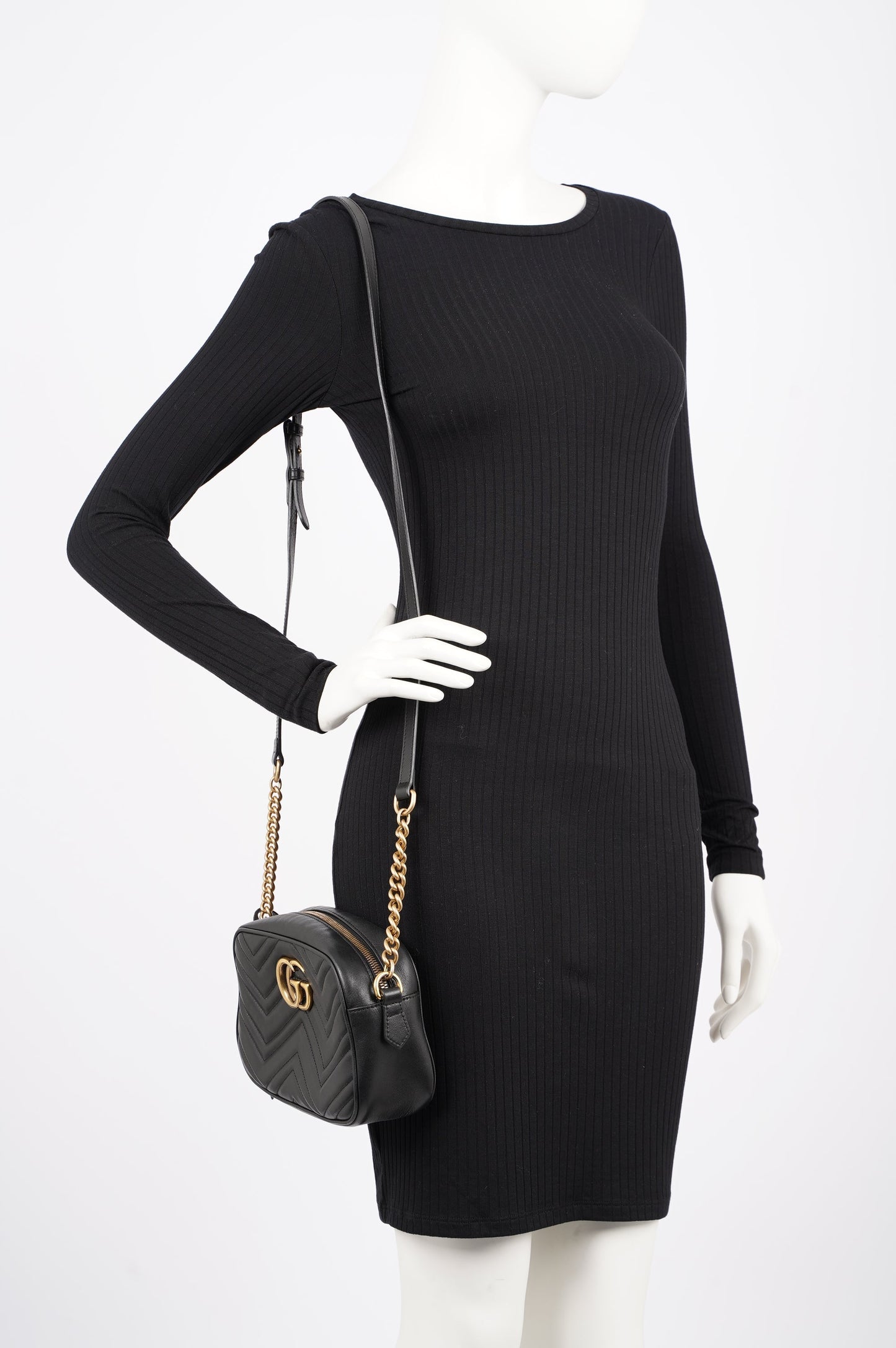 Gucci Womens Marmont Zip Black / Gold Small