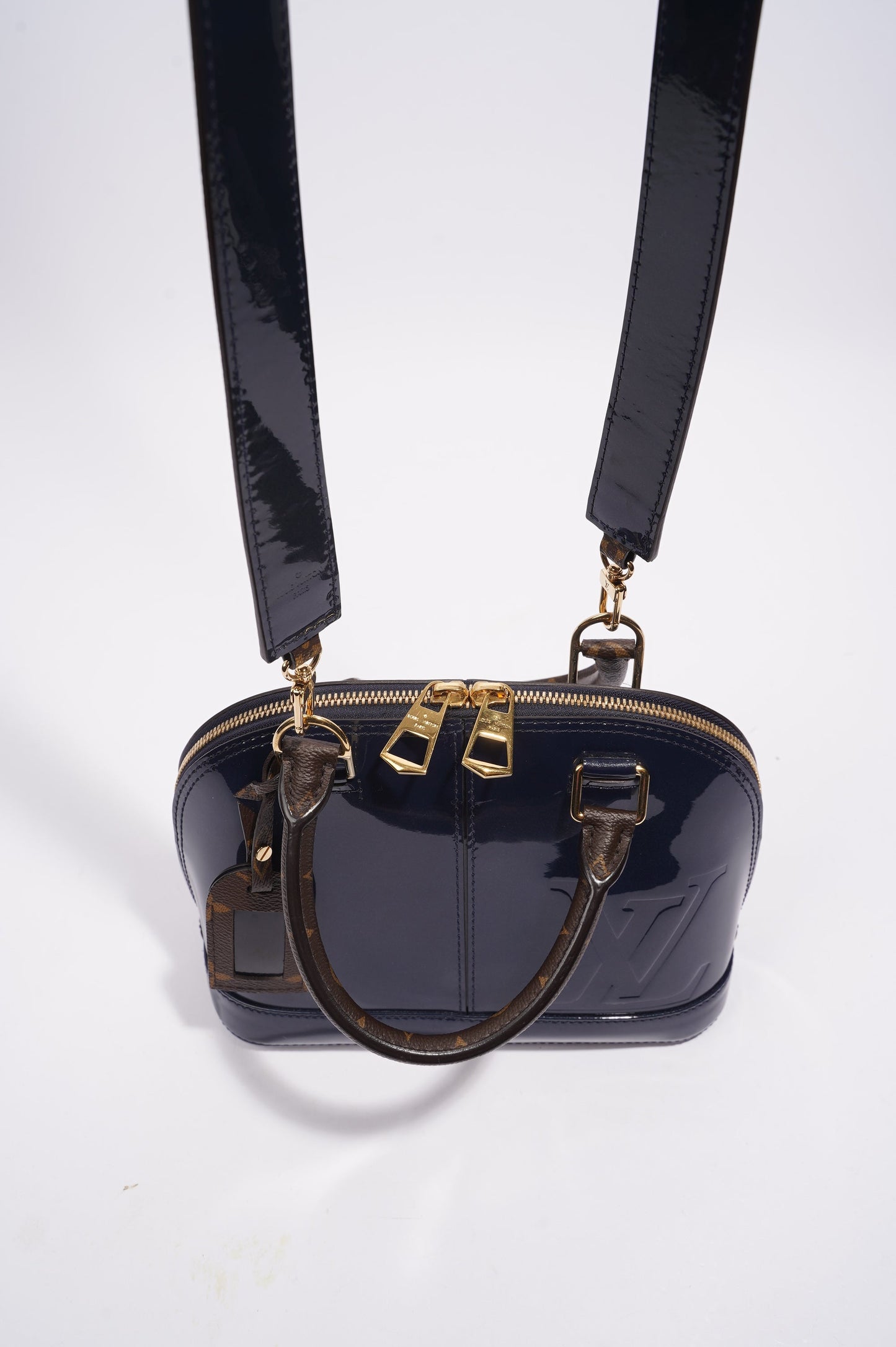 Louis Vuitton Alma Marine Bag Blue Vernis / Canvas BB