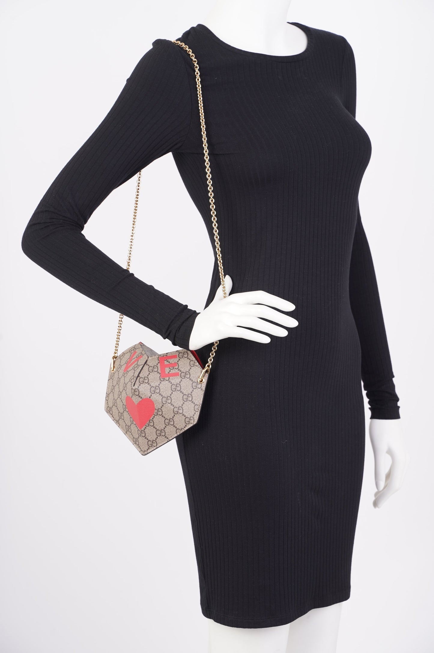 Gucci Small Heart Mini Chain Bag Supreme / Red