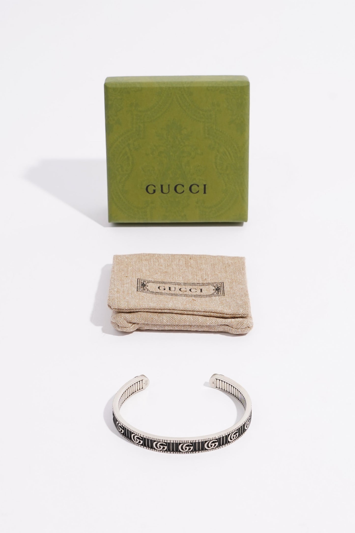 Gucci Double G Cuff Bracelet Sterling Silver
