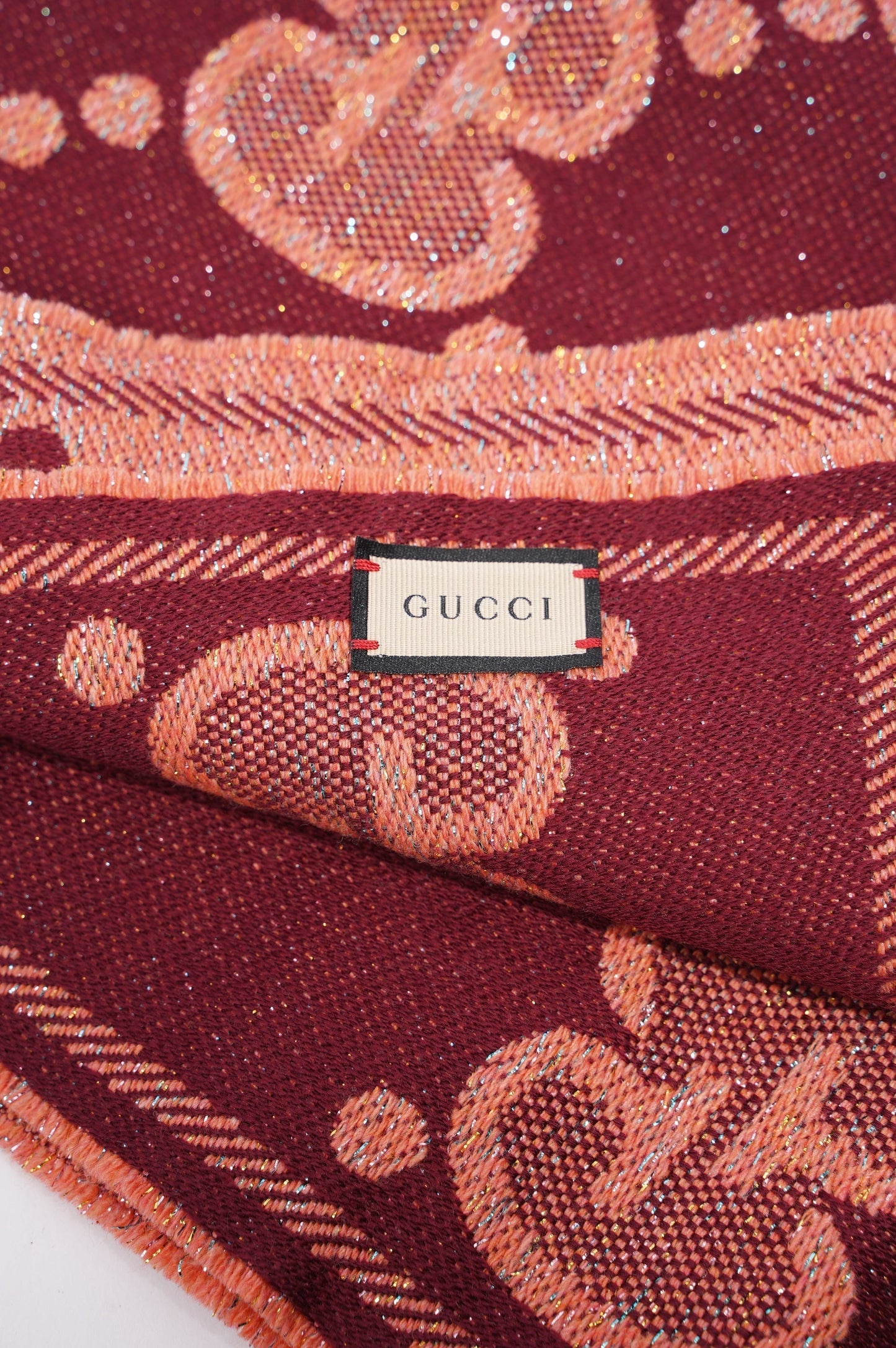 Gucci Womens GG Shawl Coral Wool