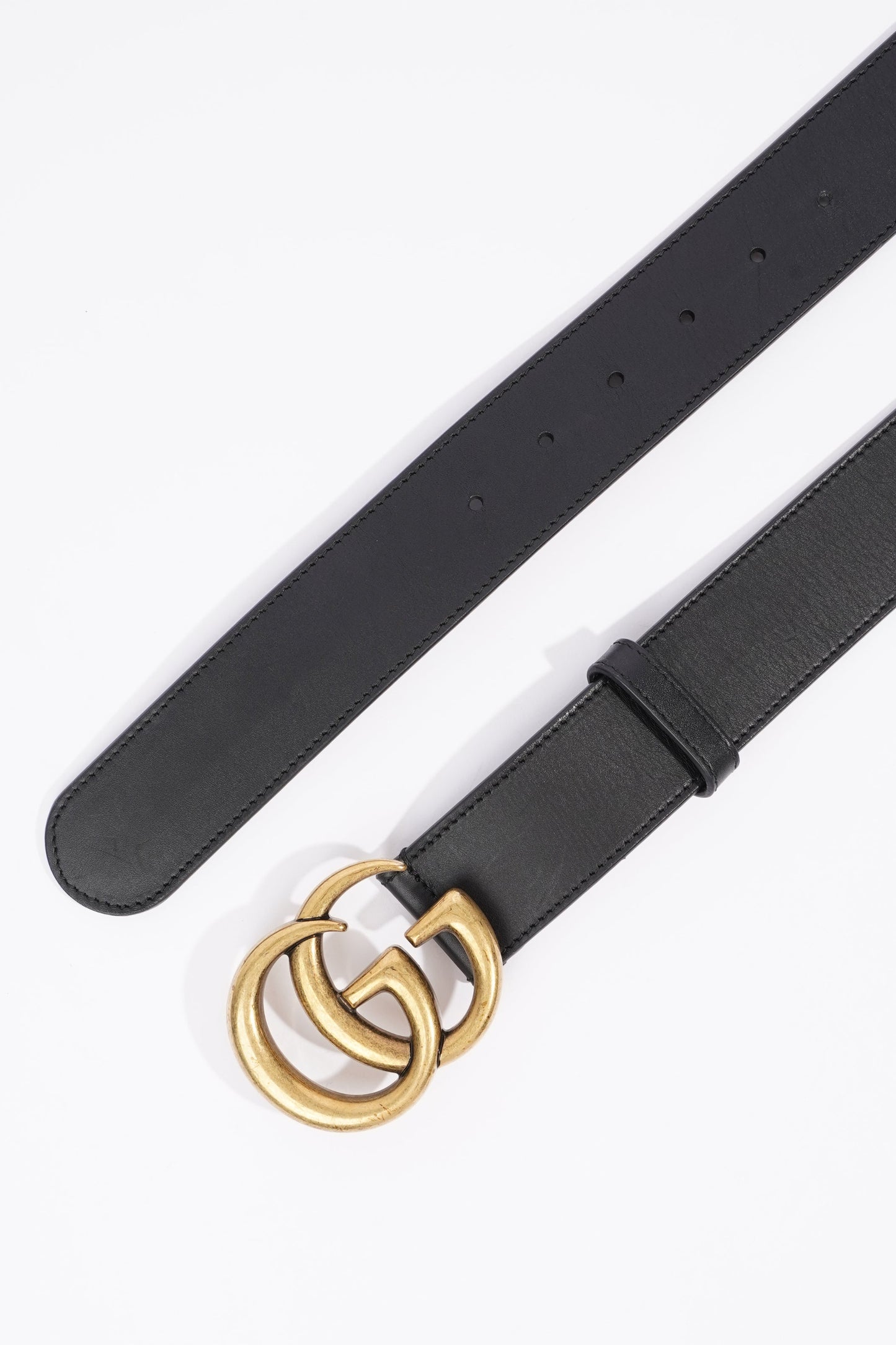 Gucci Womens Marmont Belt Black Leather / Brass 80cm - 32"