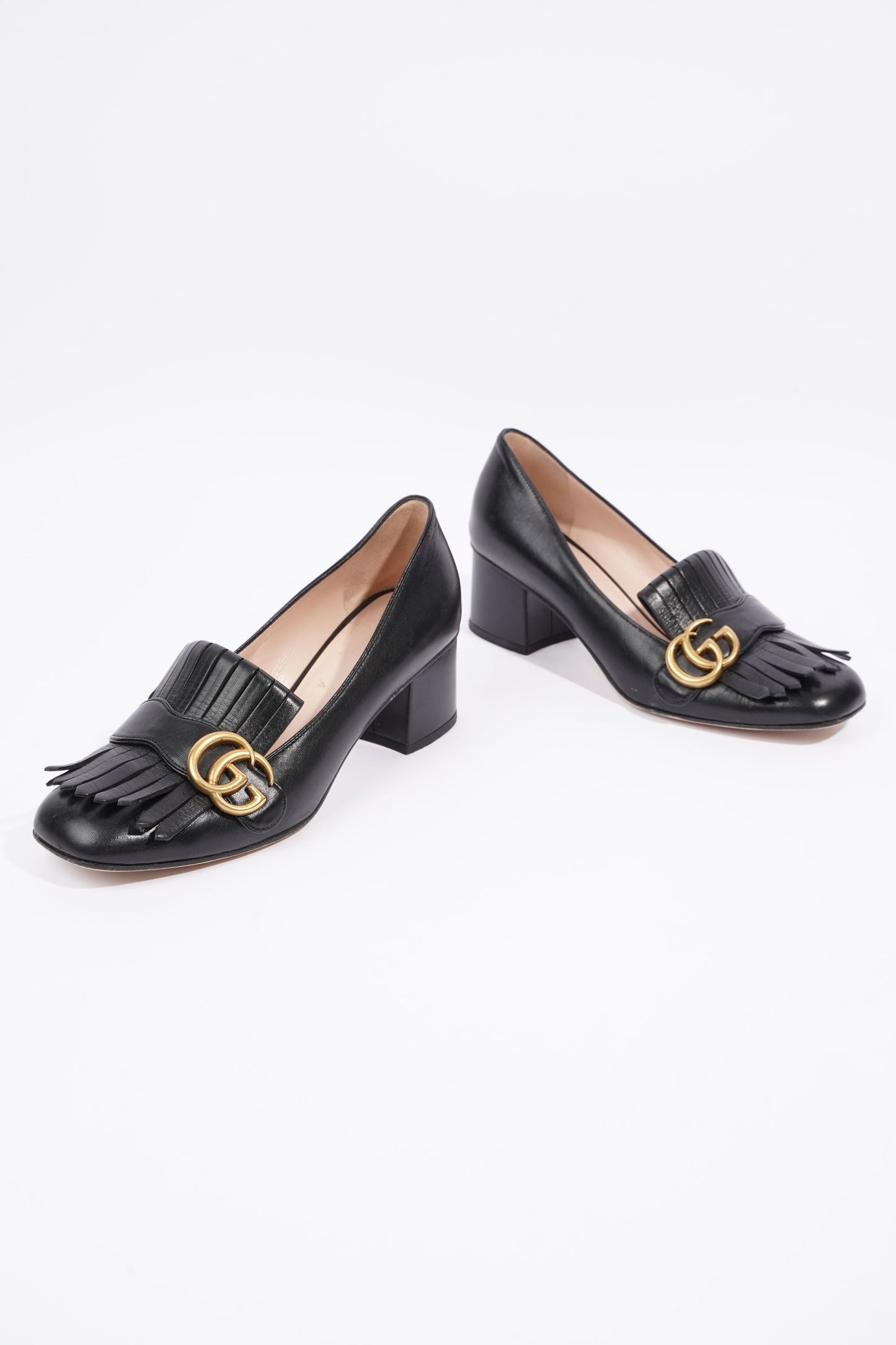 Gucci Womens Marmont Fringed Mule Black / Gold EU 38 / UK 5