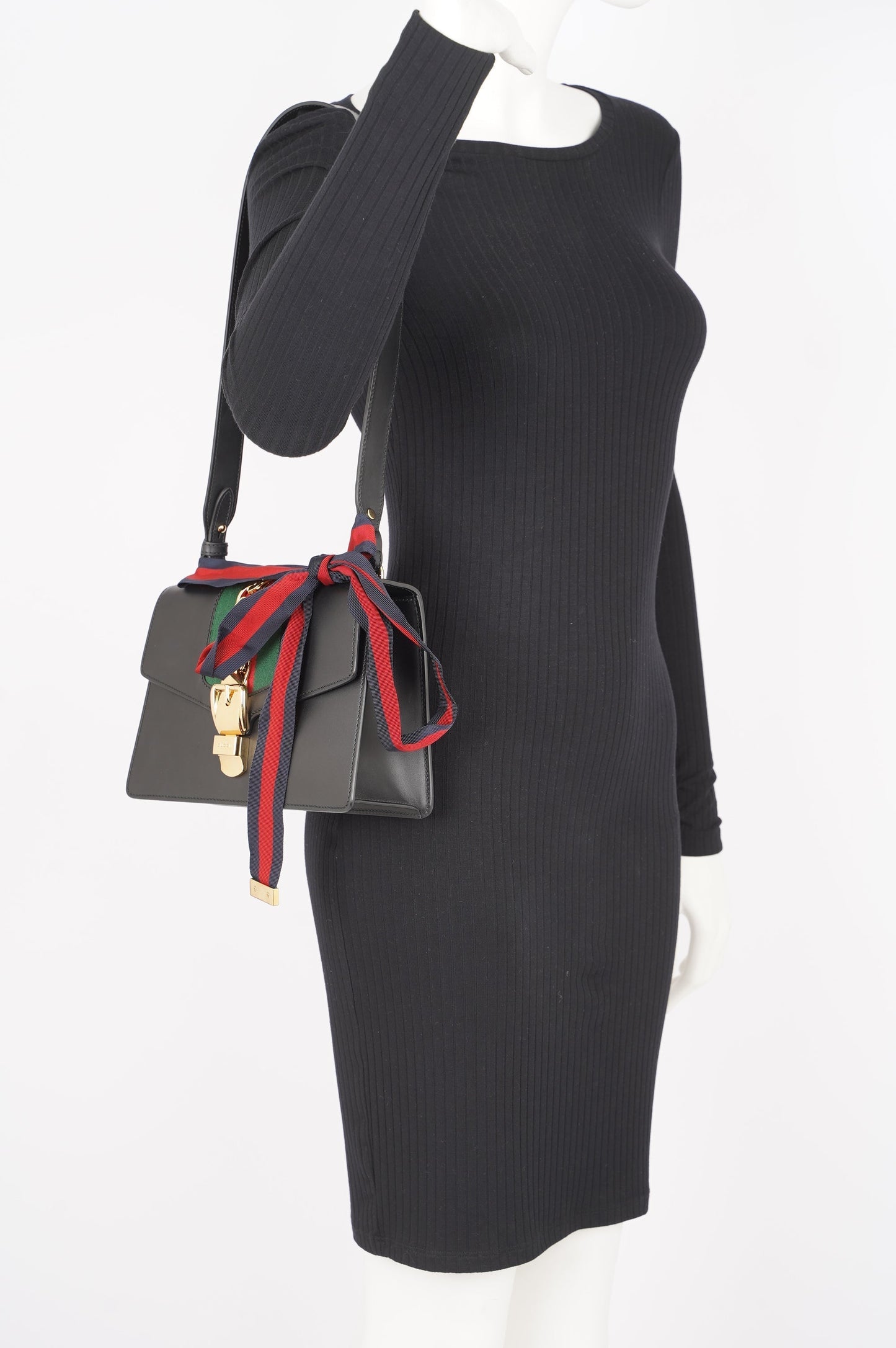 Gucci Womens Sylvie Black / Green / Red Medium