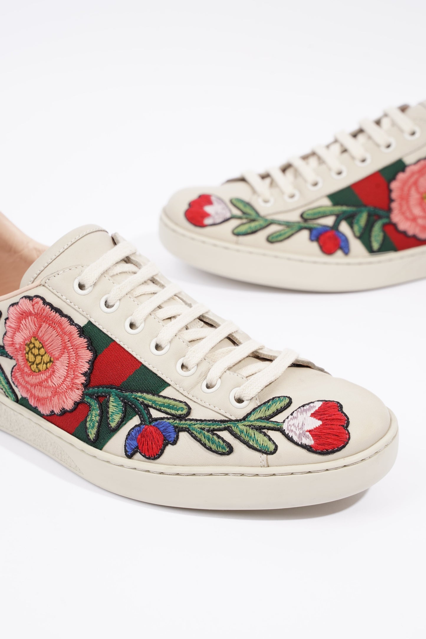 Gucci Mens Ace Floral Off White / Multi EU 40.5 / UK 6.5