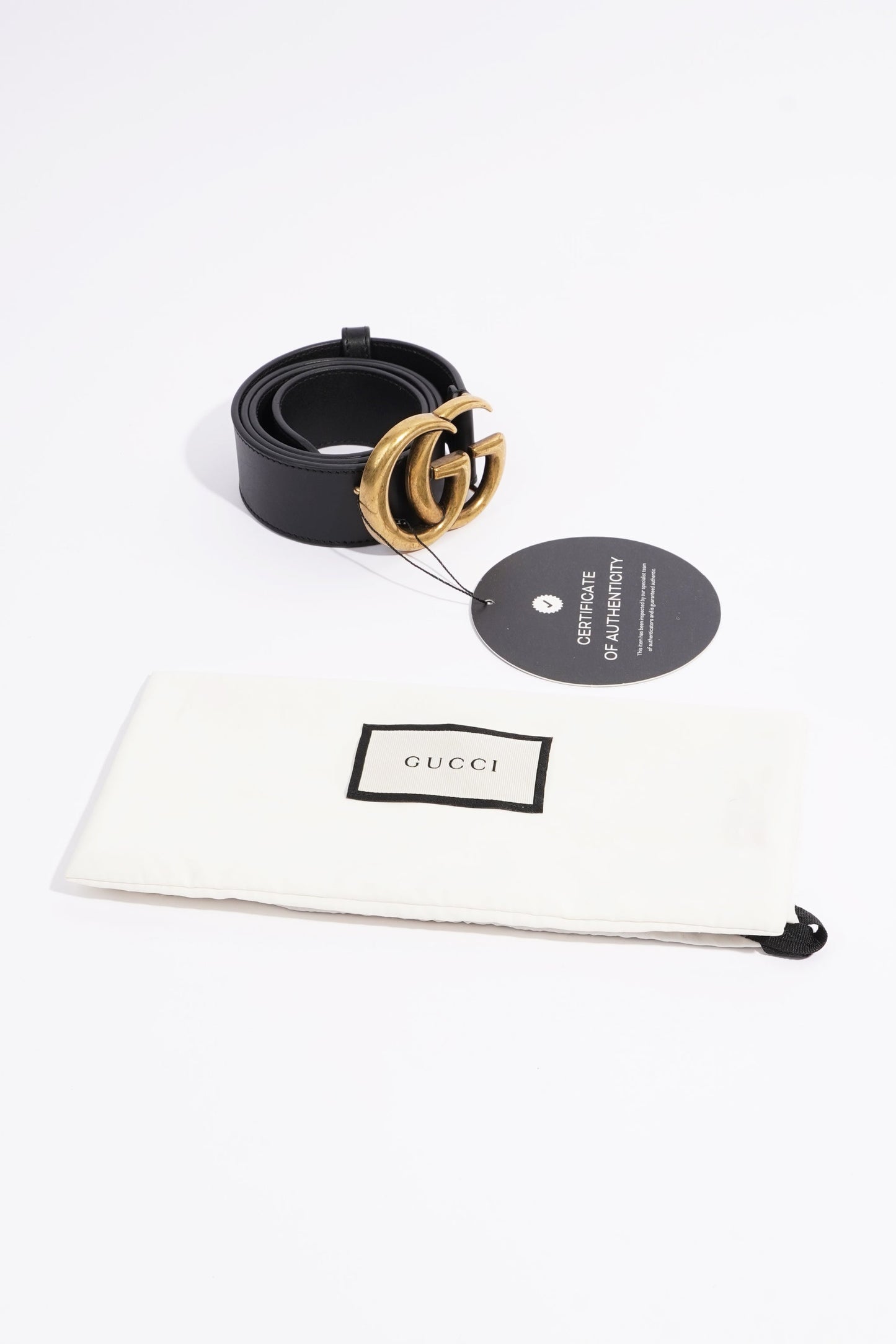 Gucci Womens Marmont Belt Black Leather / Brass 80cm - 32"