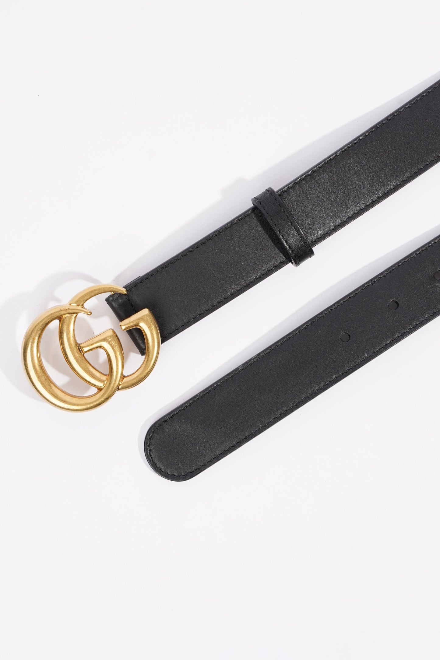 Gucci Womens Marmont GG Belt Black Leather 75cm - 30"