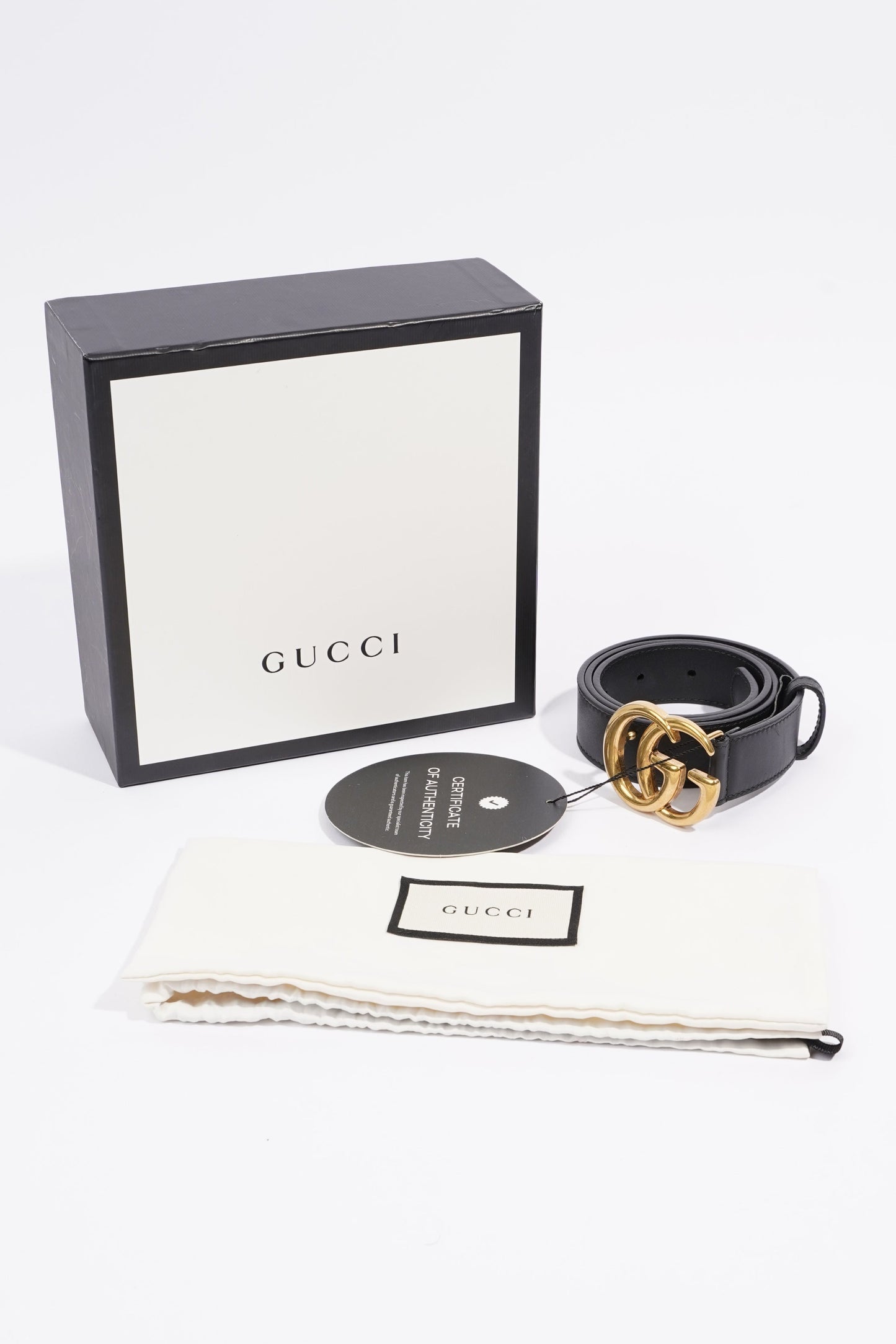 Gucci Womens Marmont GG Belt Black Leather 75cm - 30"