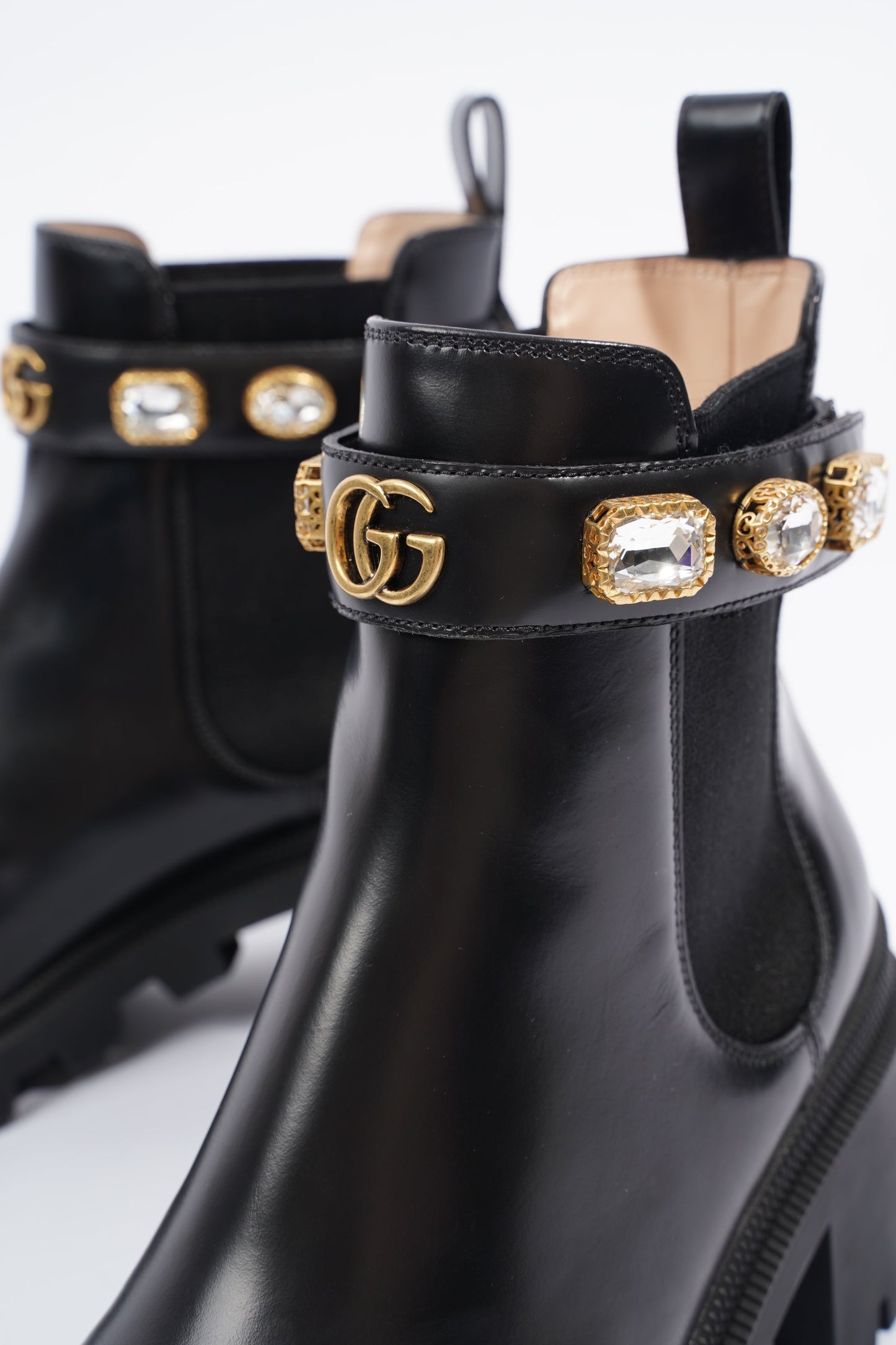 Gucci Womens Leather Ankle Boot With Belt Black EU 40 / UK 7