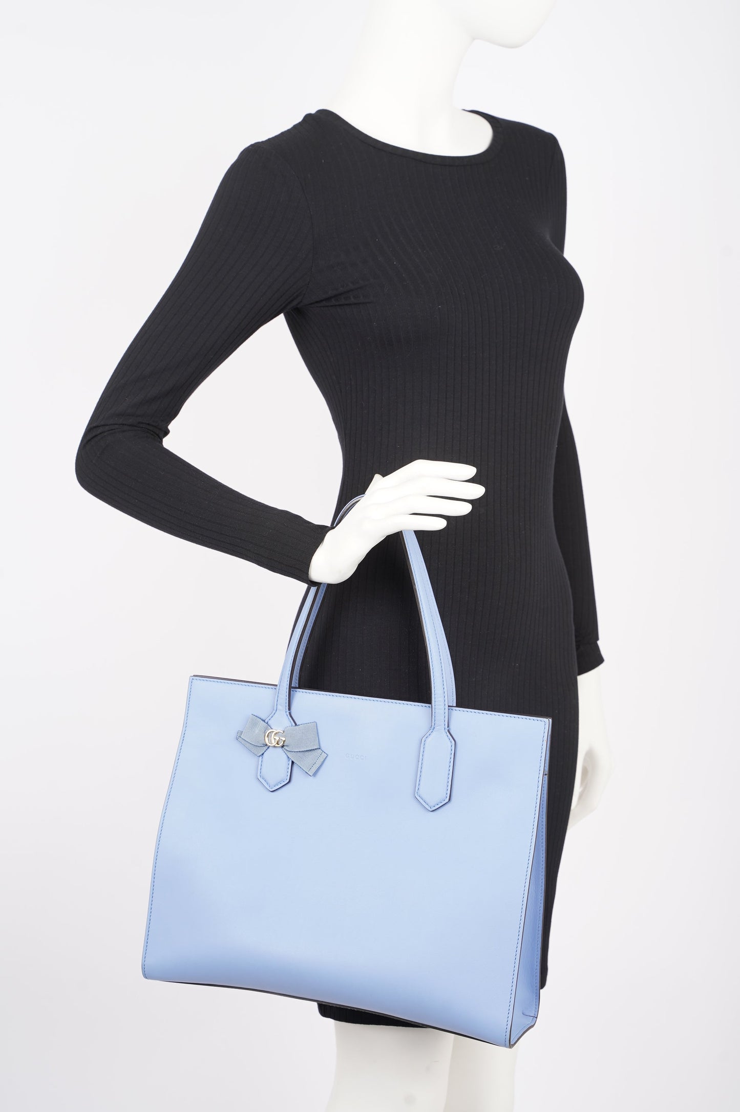 Gucci Womens Ribbon Tote Bag Blue
