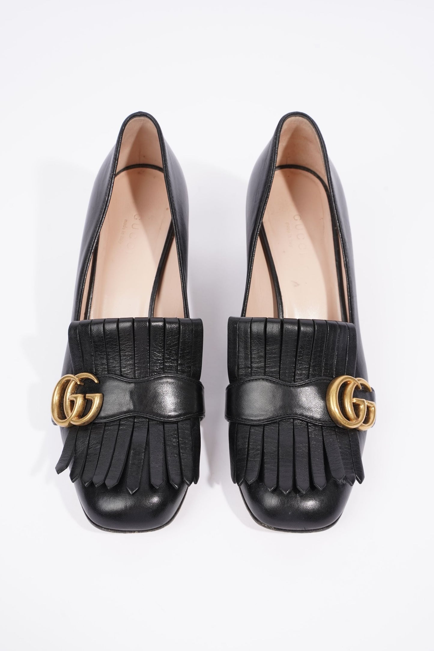 Gucci Womens Marmont Fringed Mule Black / Gold EU 38 / UK 5