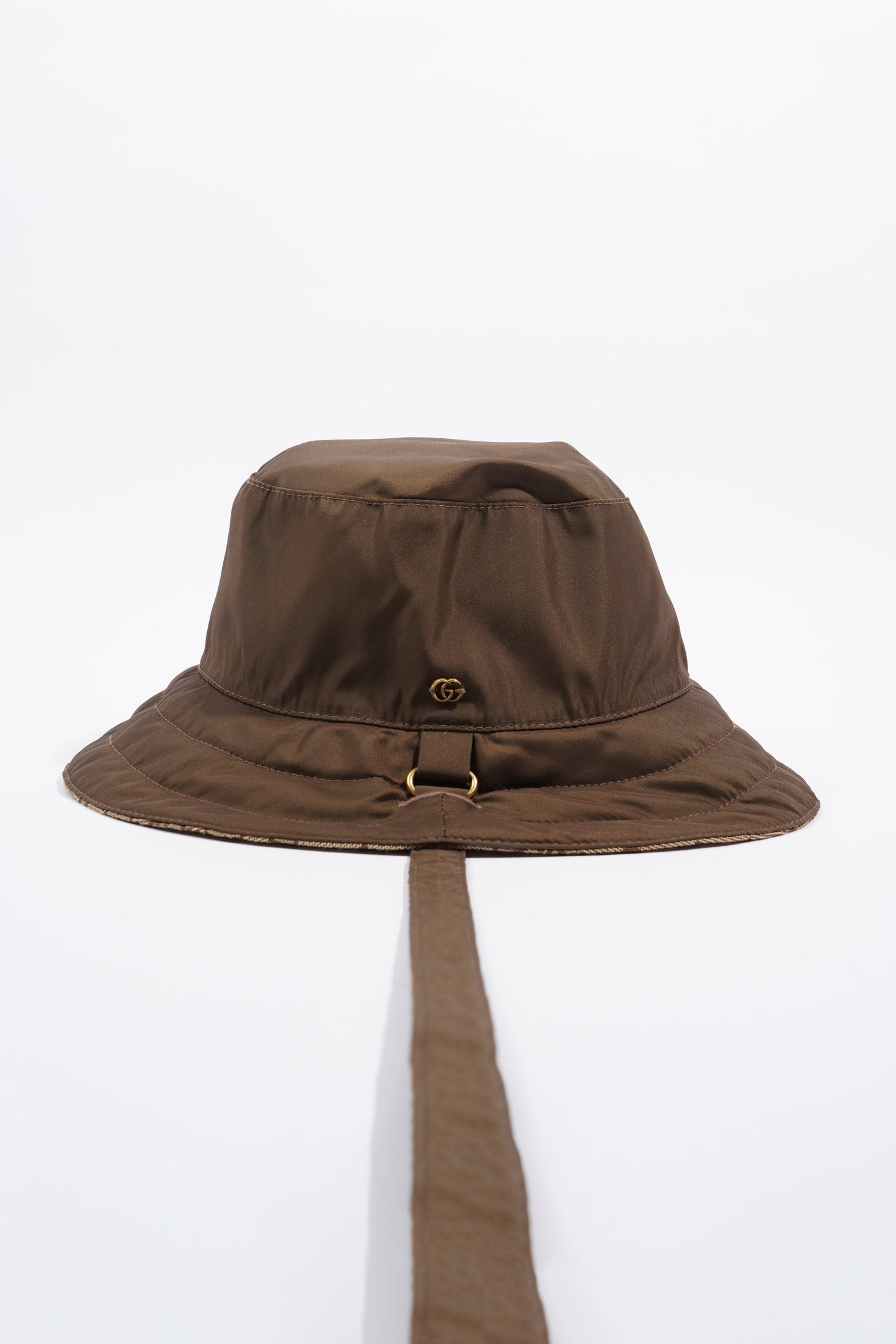Gucci Womens Reversible Bucket Hat Supreme / Brown Canvas / Nylon Large