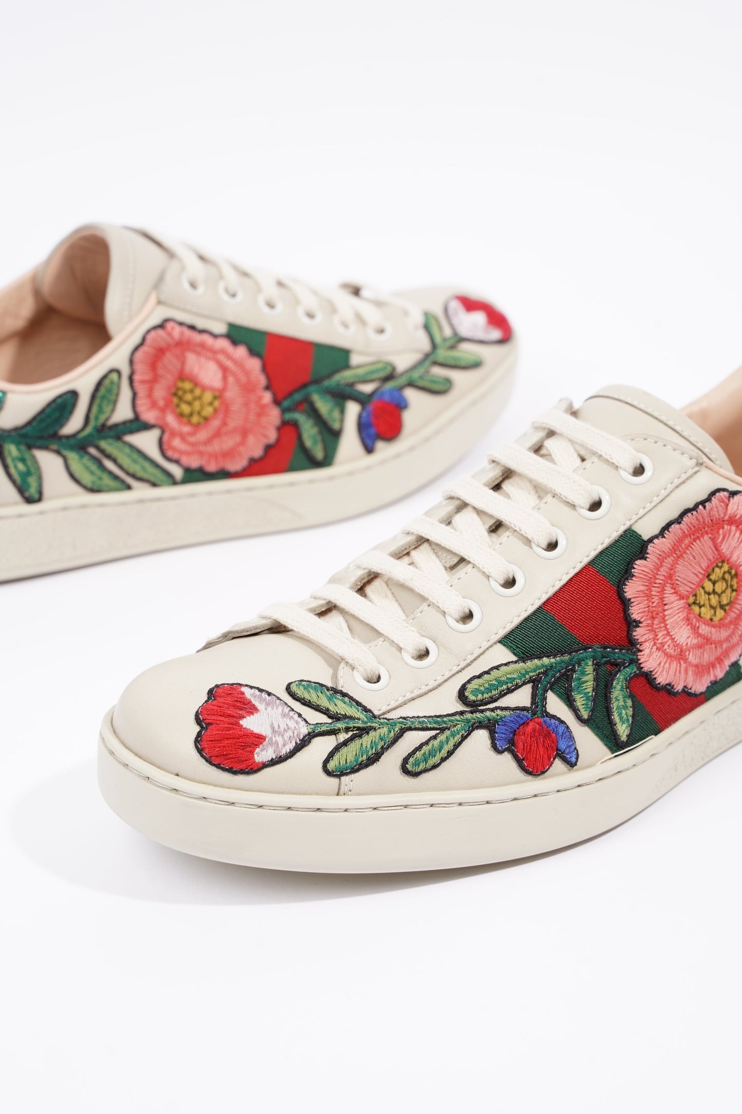 Gucci Mens Ace Floral Off White / Multi EU 40.5 / UK 6.5
