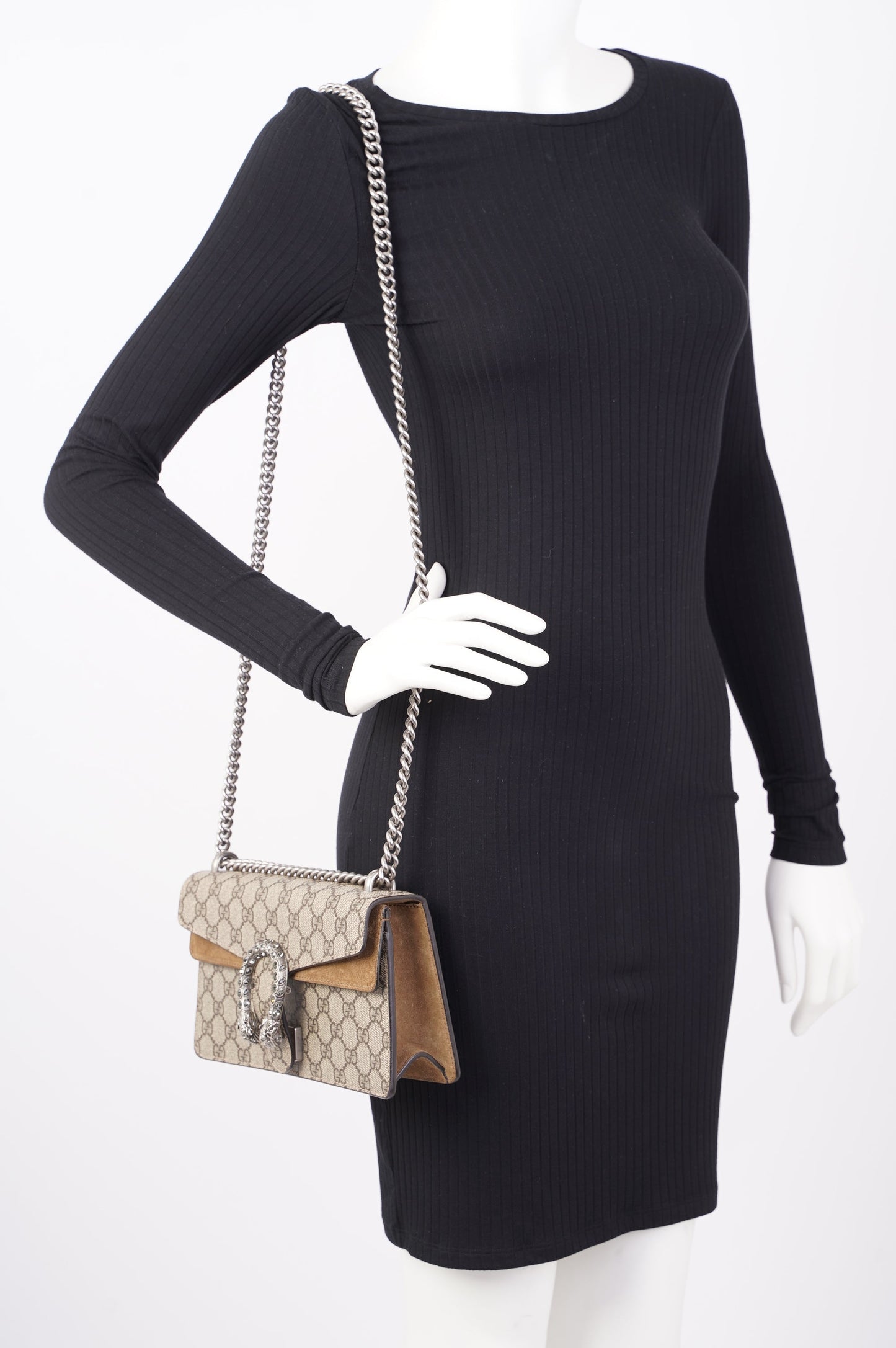 Gucci Womens Dionysus GG Rectangular Bag Supreme Canvas Small