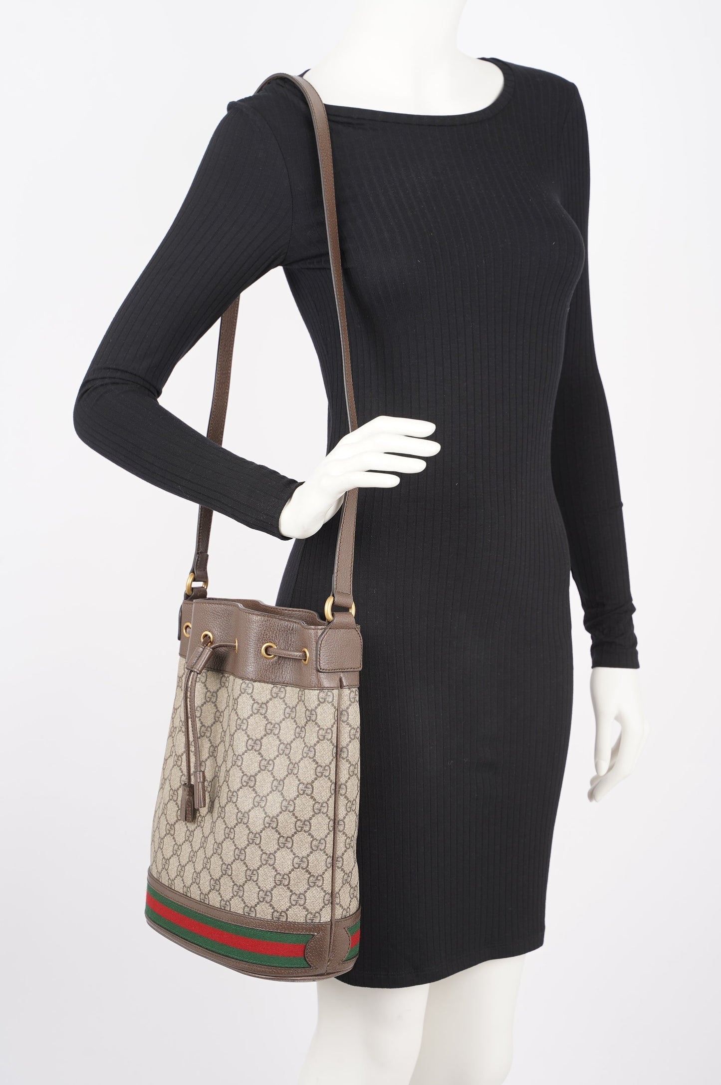 Gucci Womens Ophidia GG Bucket Bag Supreme Large