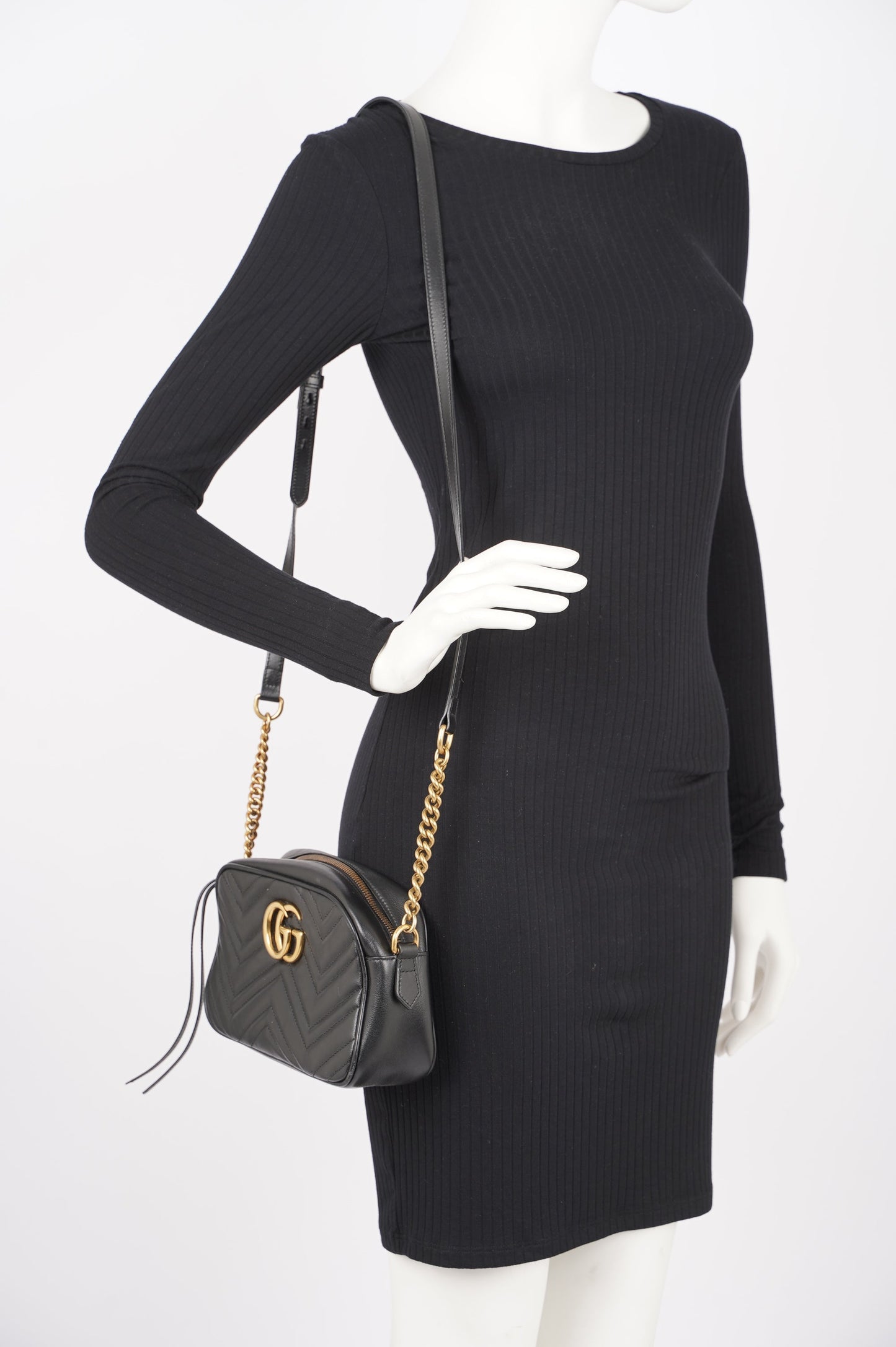 Gucci Womens GG Marmont Bag Black Leather Small