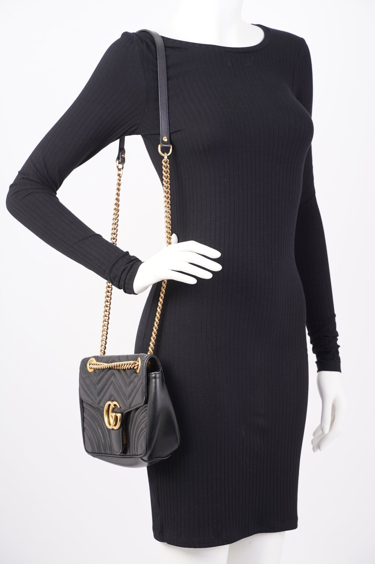 Gucci Marmont GG Flap Bag Black Leather Small