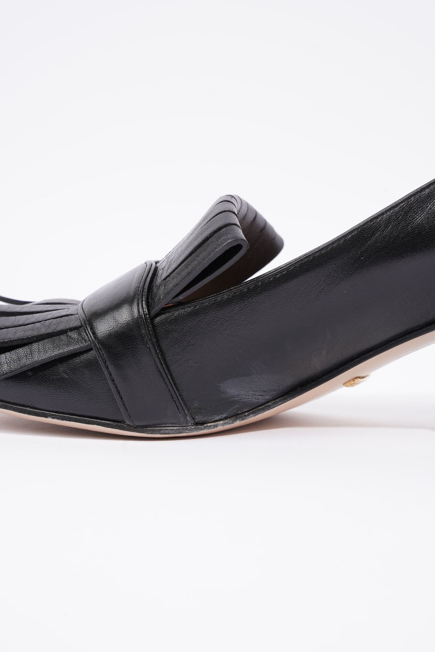 Gucci Womens Marmont Fringed Mule Black / Gold EU 38 / UK 5