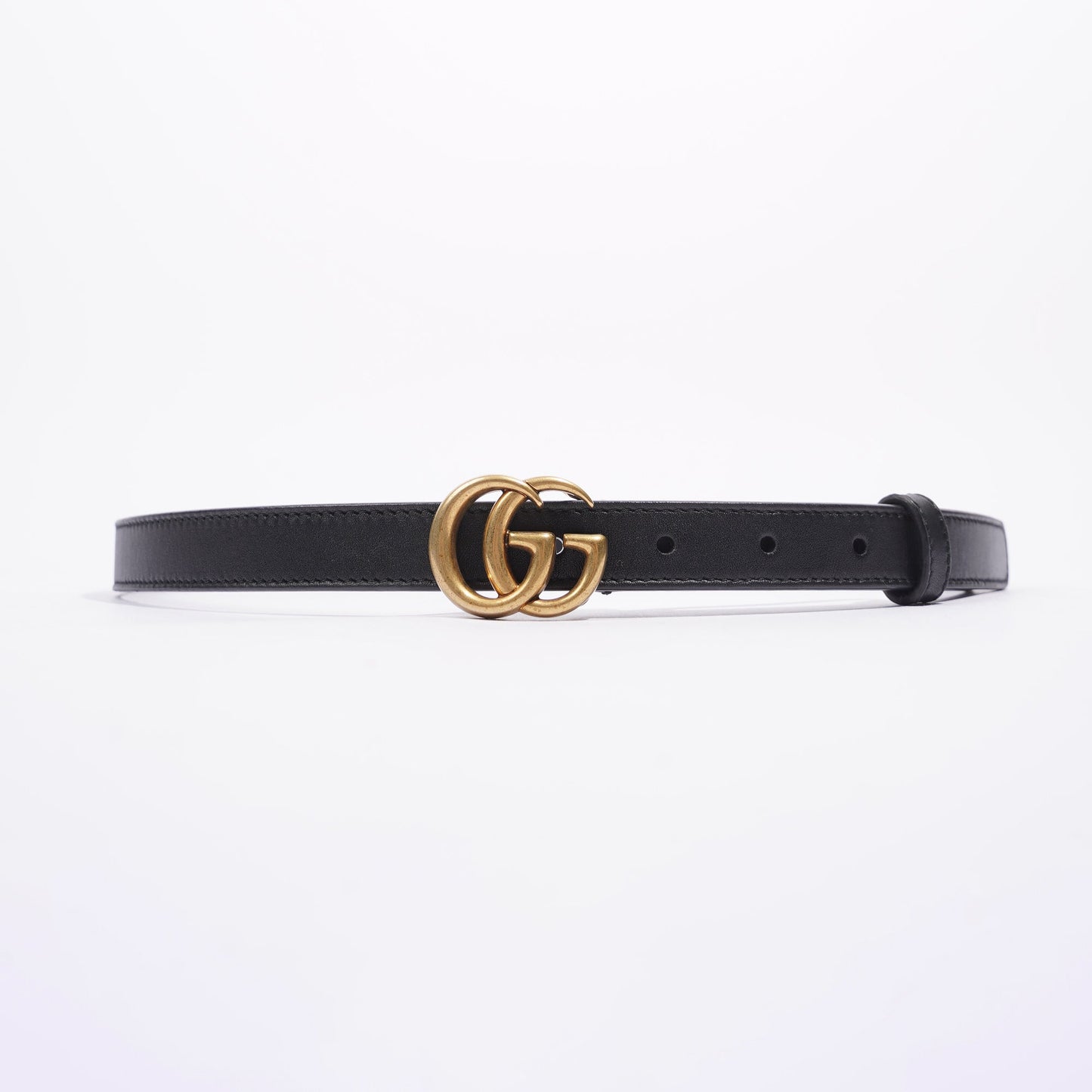 Gucci Womens Skinny Marmont Belt Black / Gold 80cm / 32"