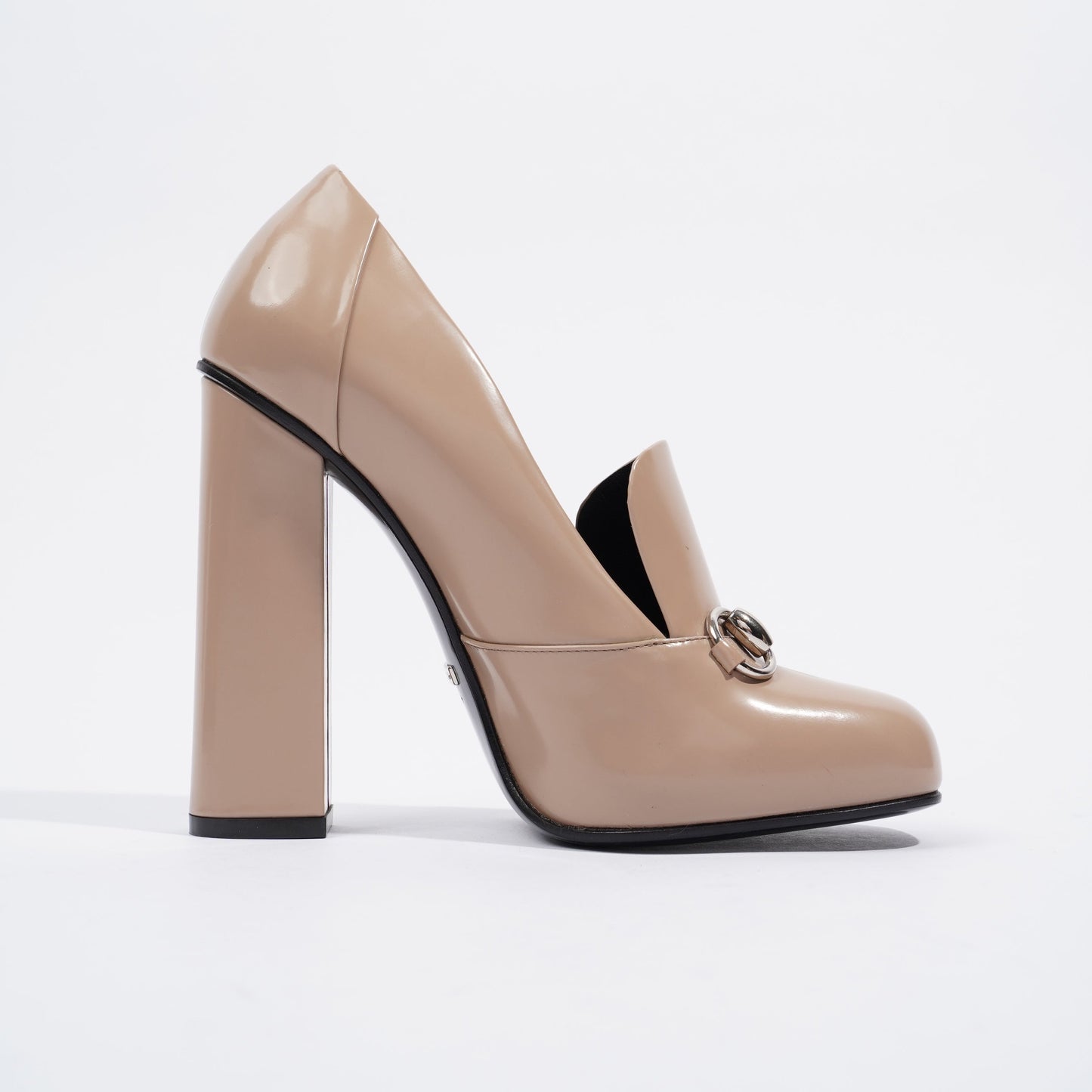 Gucci Horsebit Block Heel 130 Patent Camel EU 38 / UK 5