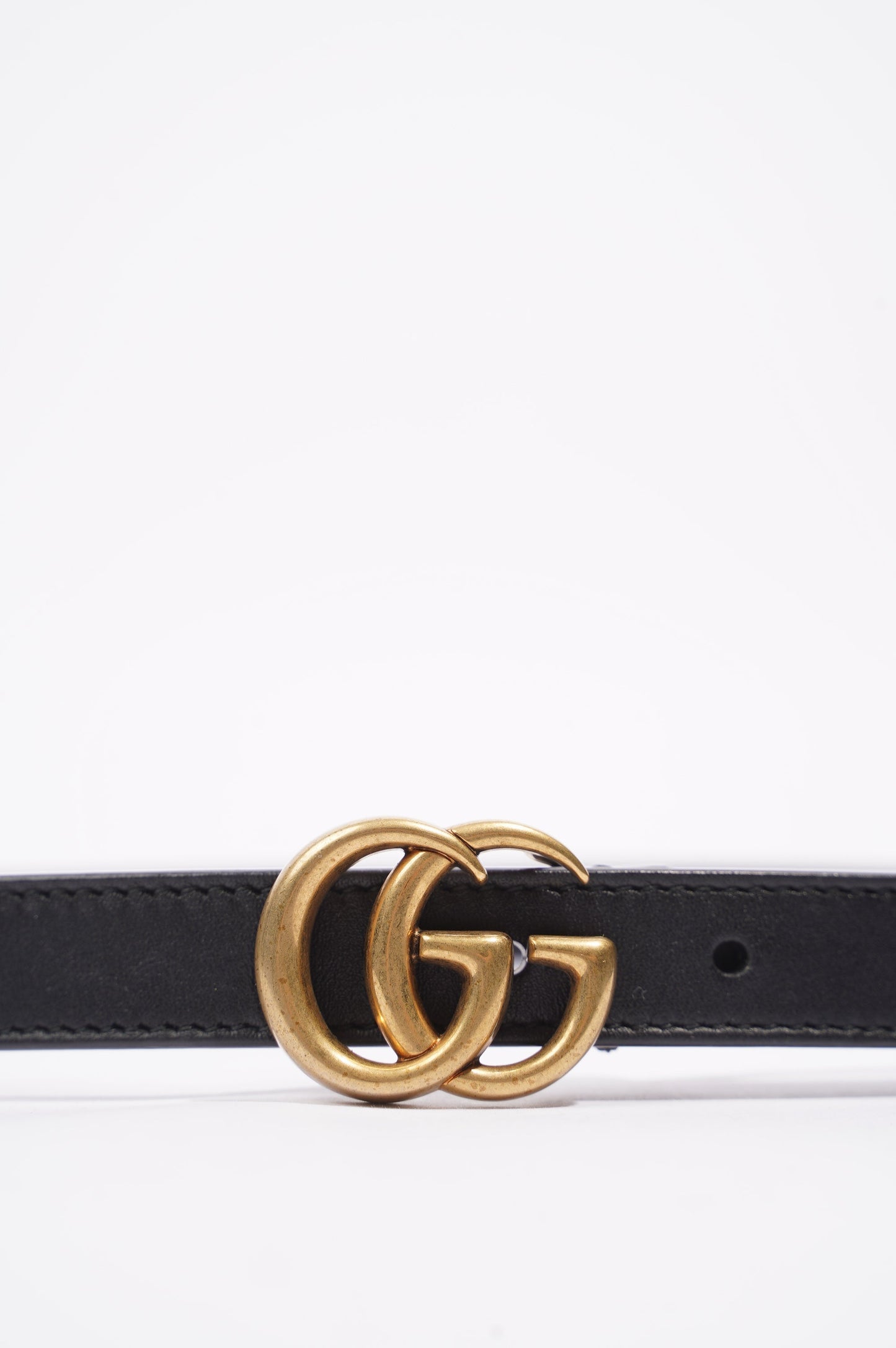 Gucci Womens Skinny Marmont Belt Black / Gold 80cm / 32"