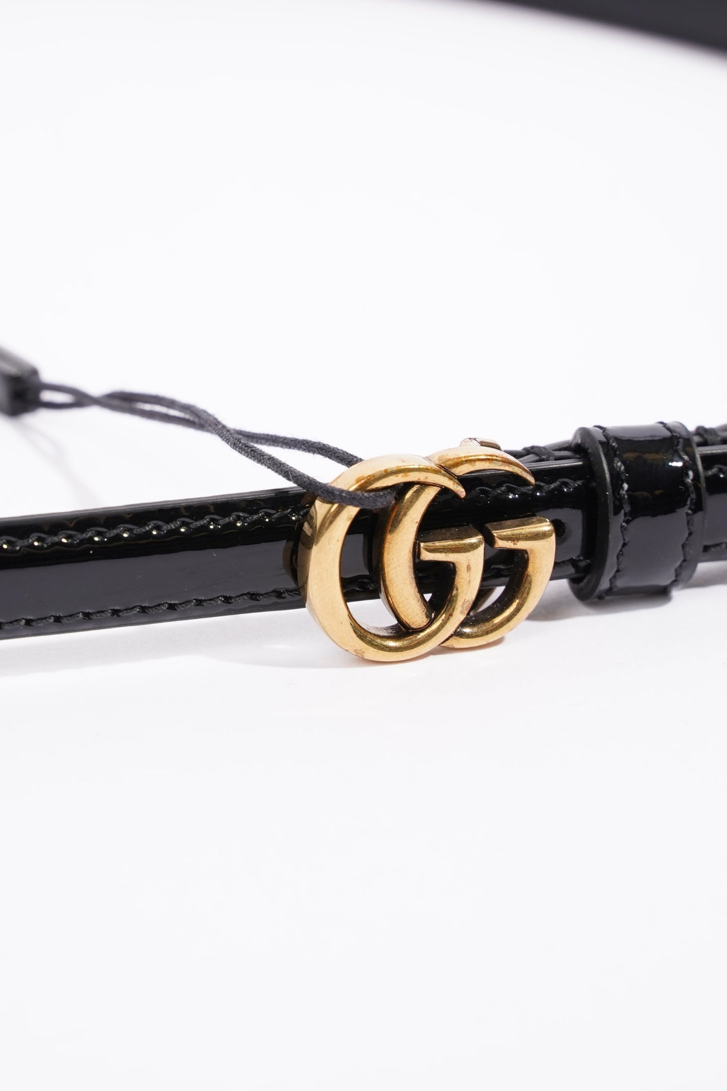 Gucci Womens Marmont Thin Belt Black Patent Leather 90cm - 36"