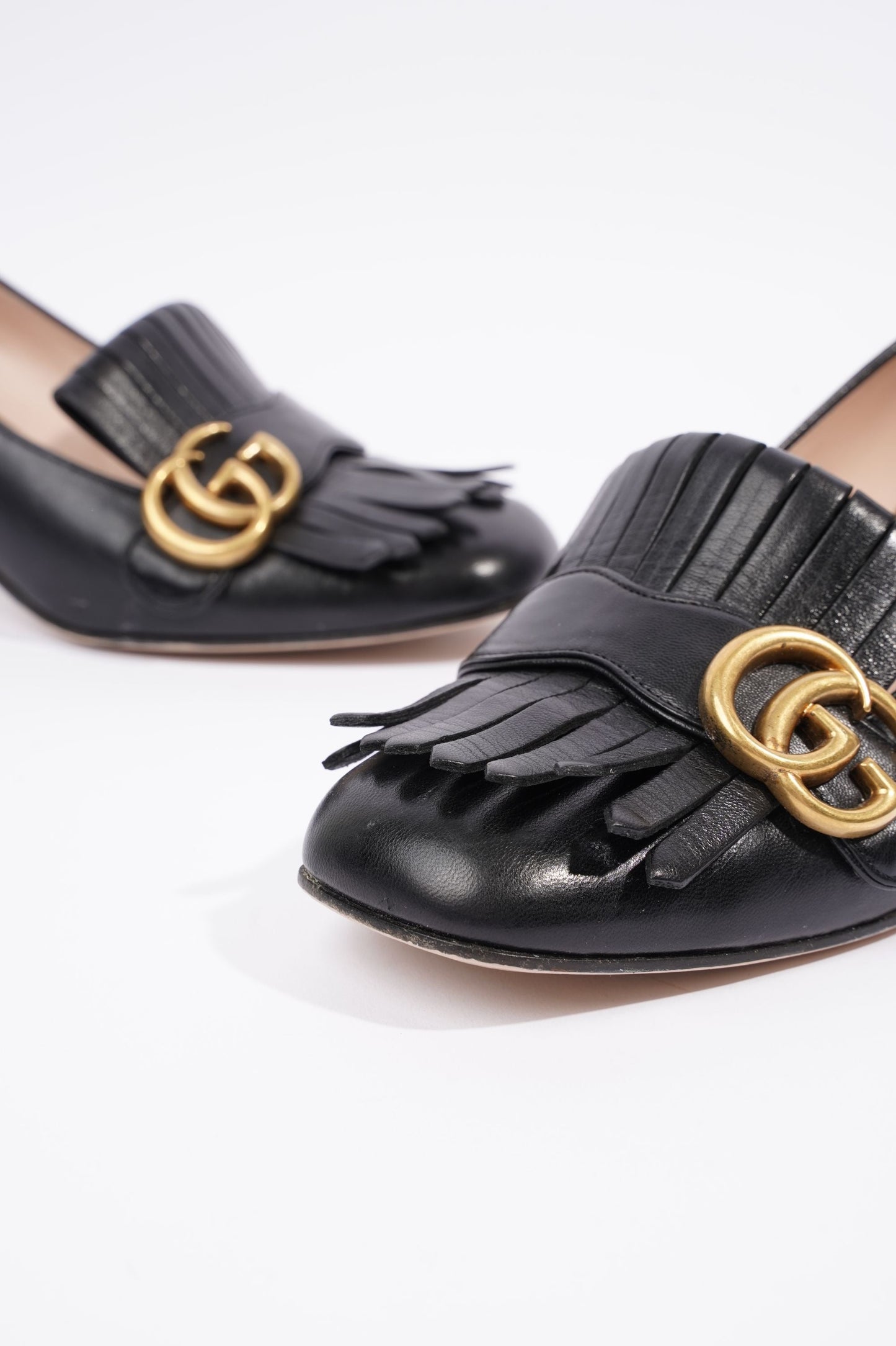 Gucci Womens Marmont Fringed Mule Black / Gold EU 38 / UK 5