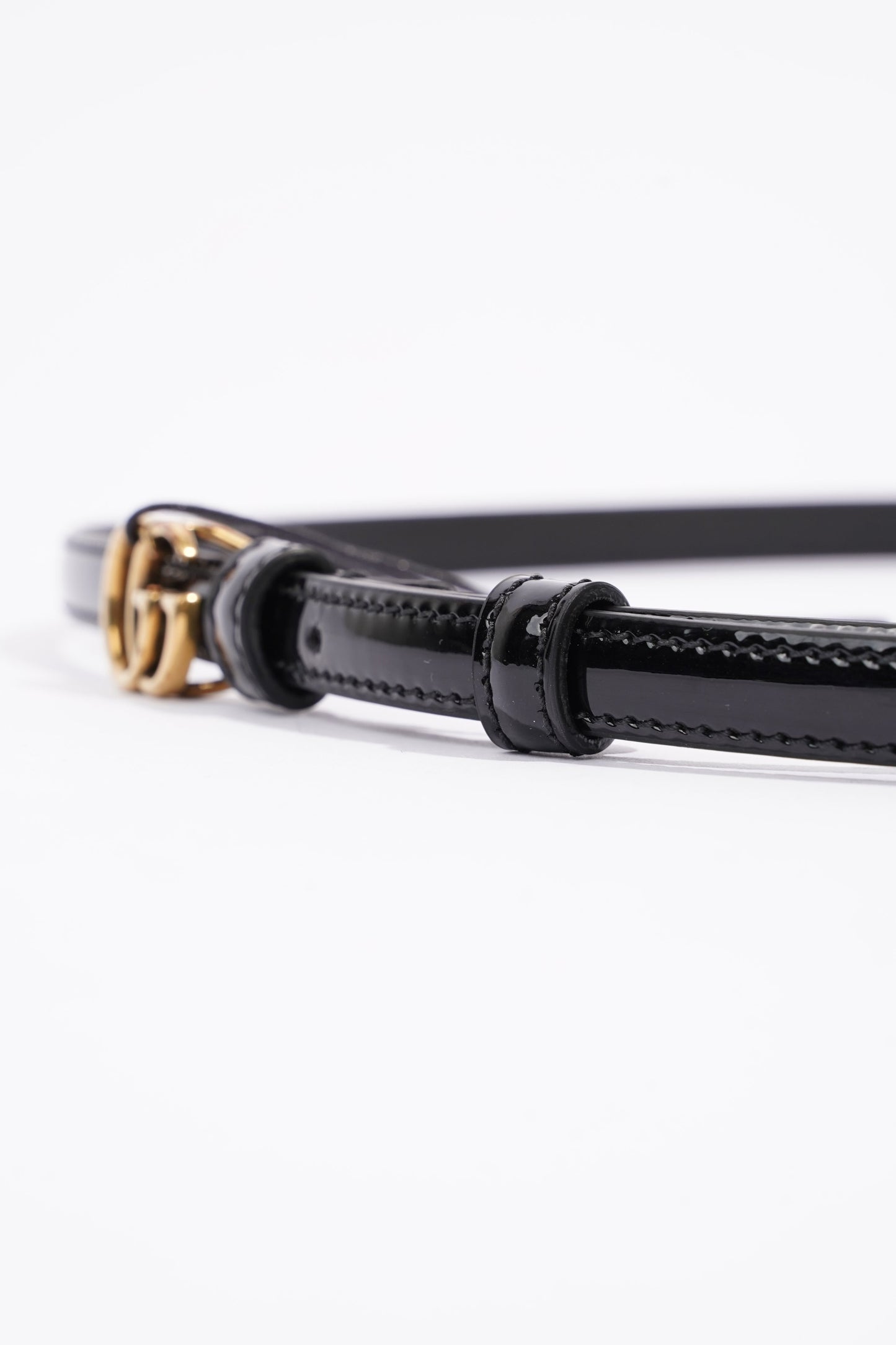 Gucci Womens Marmont Thin Belt Black Patent Leather 90cm - 36"