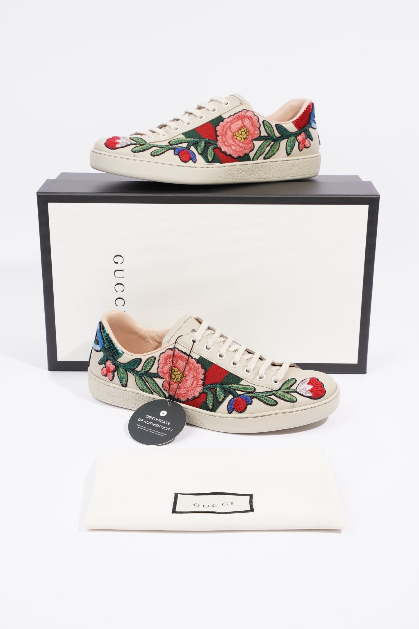 Gucci Mens Ace Floral Off White / Multi EU 40.5 / UK 6.5
