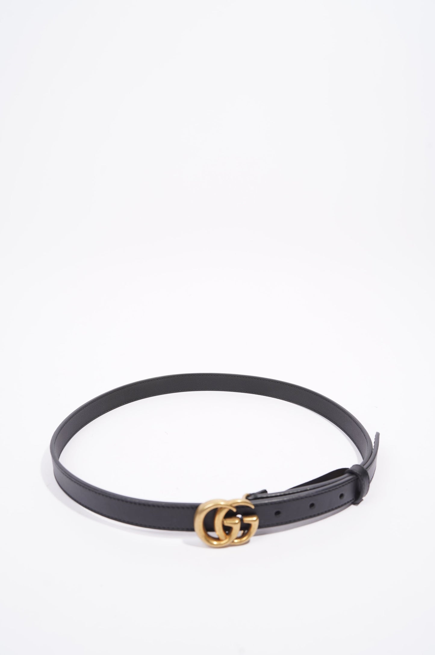 Gucci Womens Skinny Marmont Belt Black / Gold 80cm / 32"