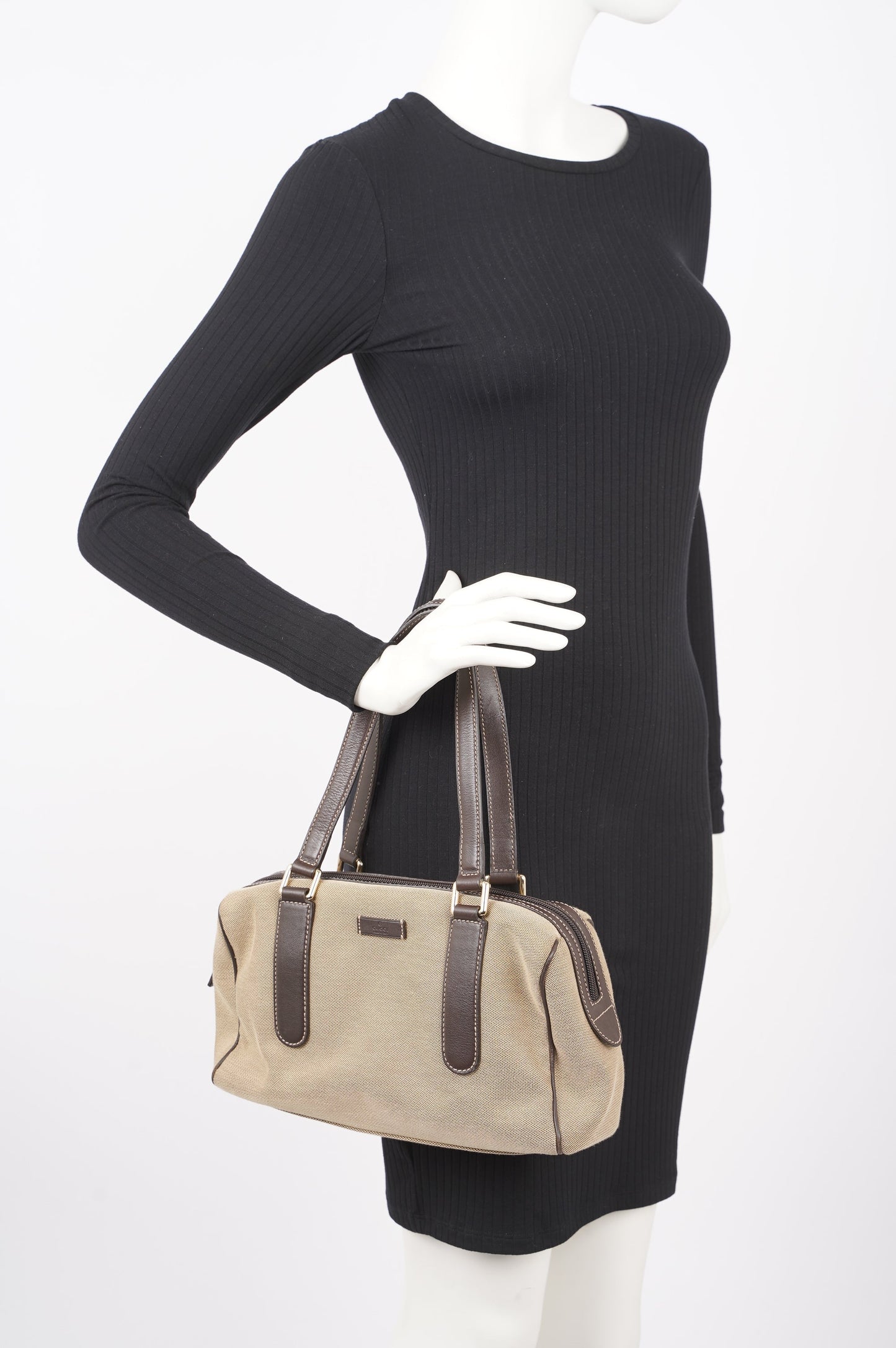 Gucci Canvas Boston Bag Beige / Brown