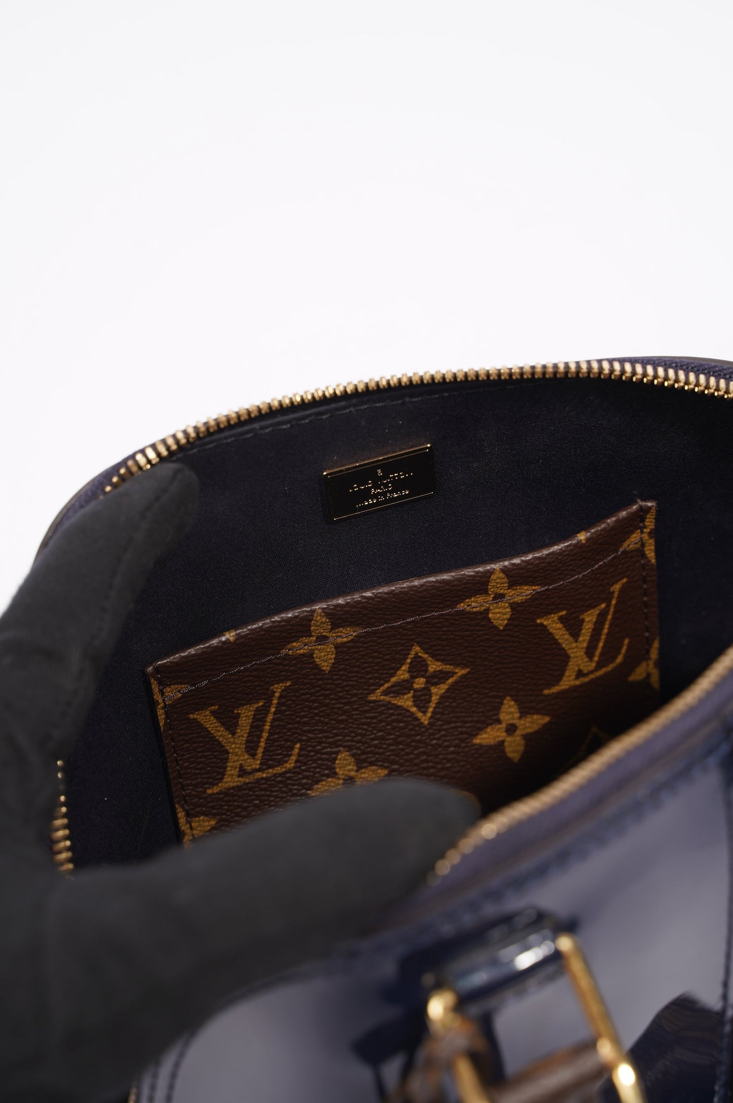 Louis Vuitton Alma Marine Bag Blue Vernis / Canvas BB
