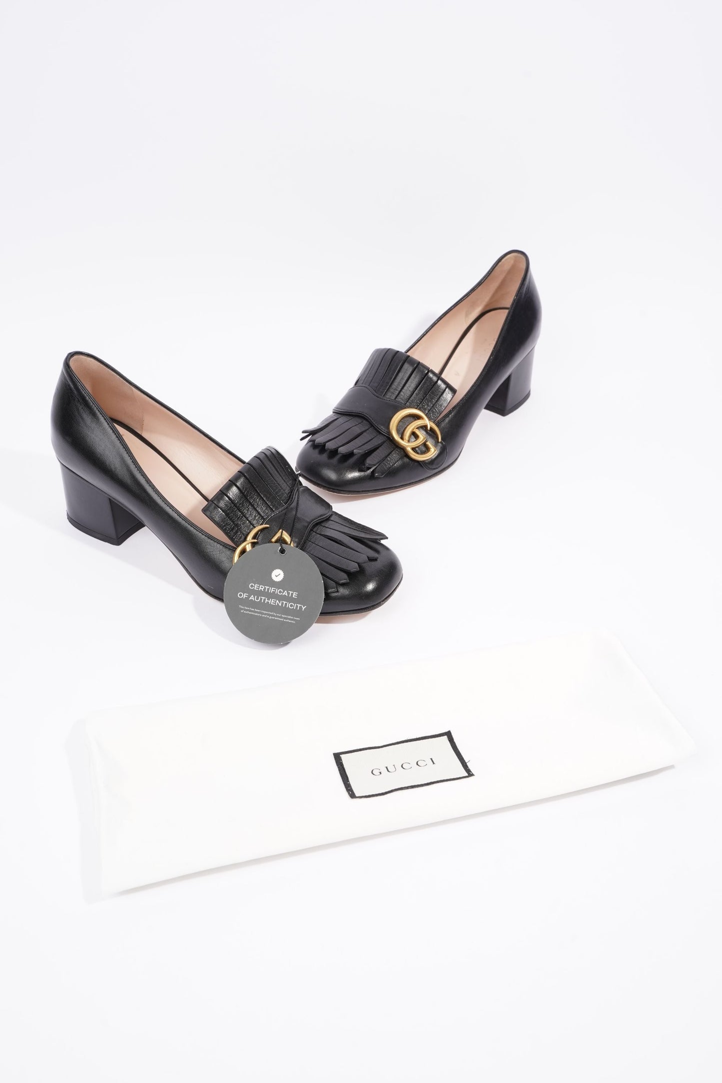 Gucci Womens Marmont Fringed Mule Black / Gold EU 38 / UK 5
